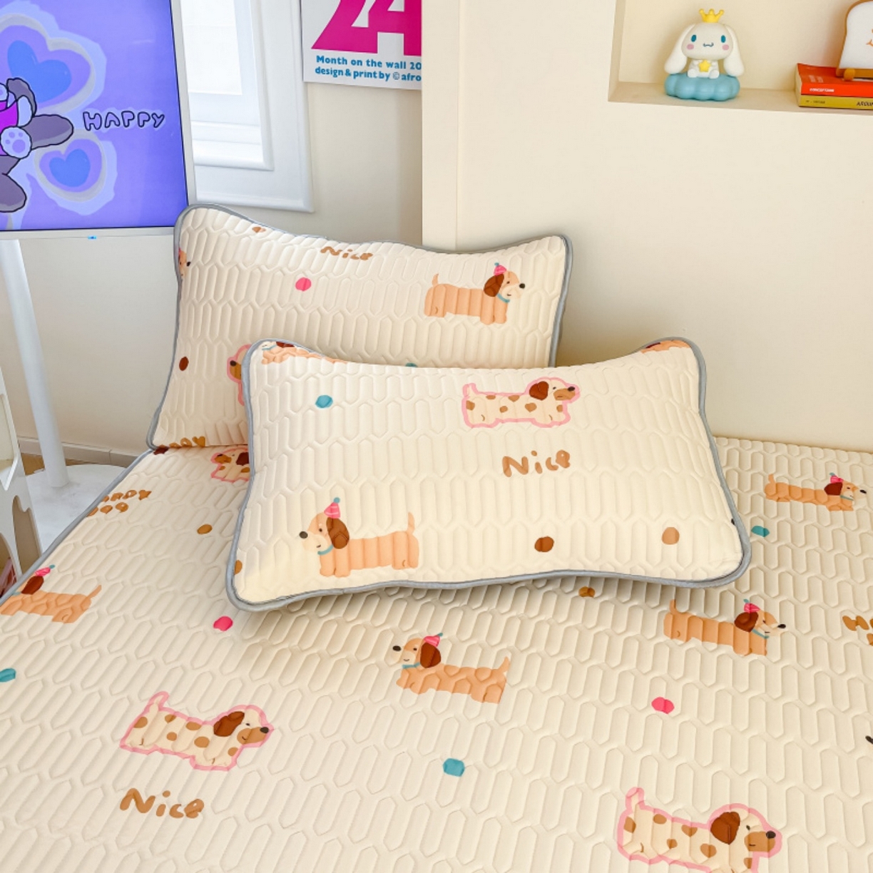 91家纺网 家纺一手货源 找家纺 川悦生活 2026春夏新款凉感丝凉席凉席席子 哆啦腊肠