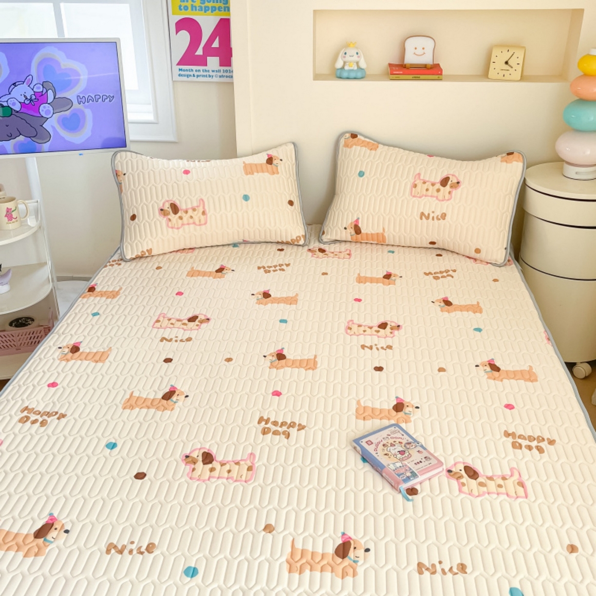 91家纺网 家纺一手货源 找家纺 川悦生活 2026春夏新款凉感丝凉席凉席席子 哆啦腊肠