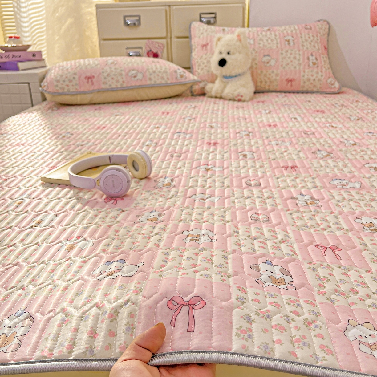 川悦生活 2026春夏新款凉感丝凉席凉席席子 粉格甜汪