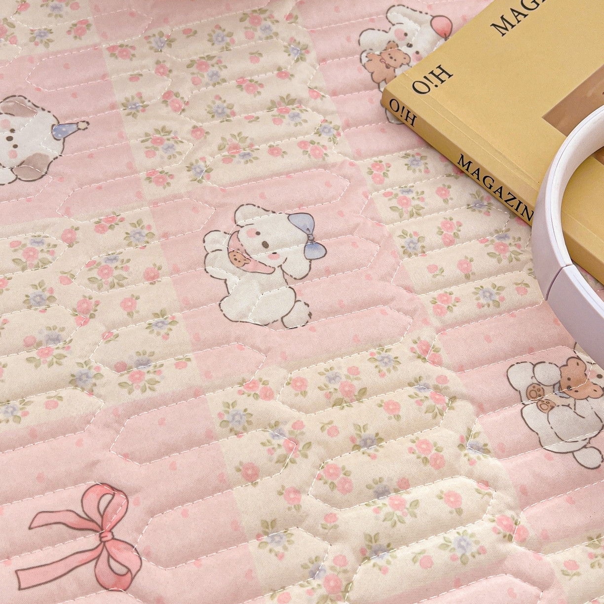 91家纺网 家纺一手货源 找家纺 川悦生活 2026春夏新款凉感丝凉席凉席席子 粉格甜汪