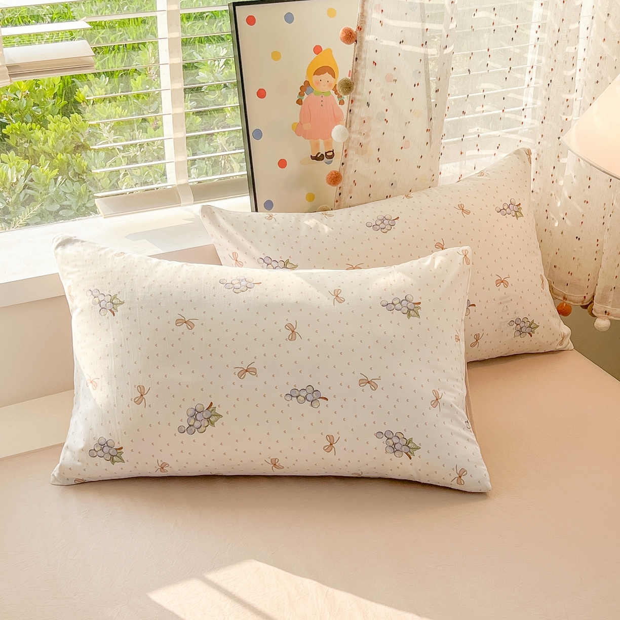 91家纺网 家纺一手货源 找家纺 简冠家纺 2026新款仿棉水洗棉四件套 葡萄波波