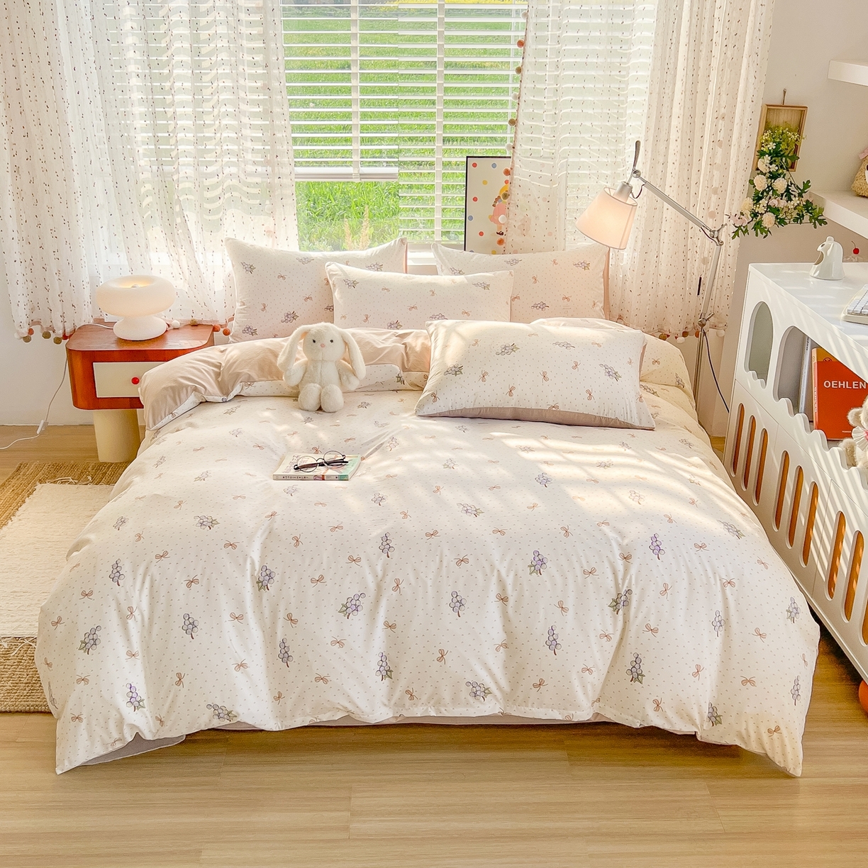 91家纺网 家纺一手货源 找家纺 简冠家纺 2026新款仿棉水洗棉四件套 葡萄波波