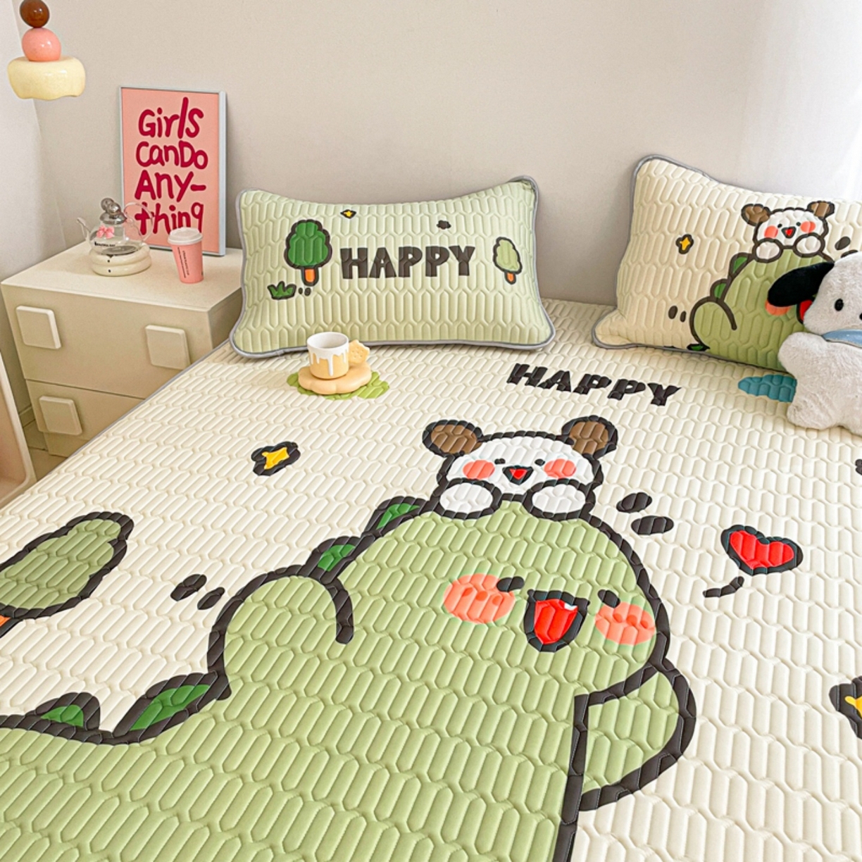 91家纺网 家纺一手货源 找家纺 川悦生活 2026春夏新款凉感丝凉席凉席席子 哈哈恐龙