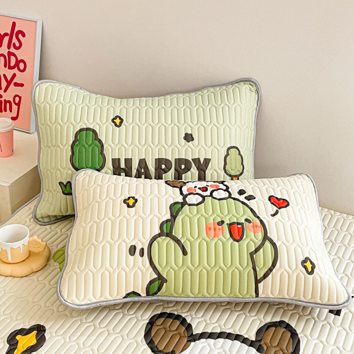 91家纺网 家纺一手货源 找家纺 川悦生活 2026春夏新款凉感丝凉席凉席席子 哈哈恐龙