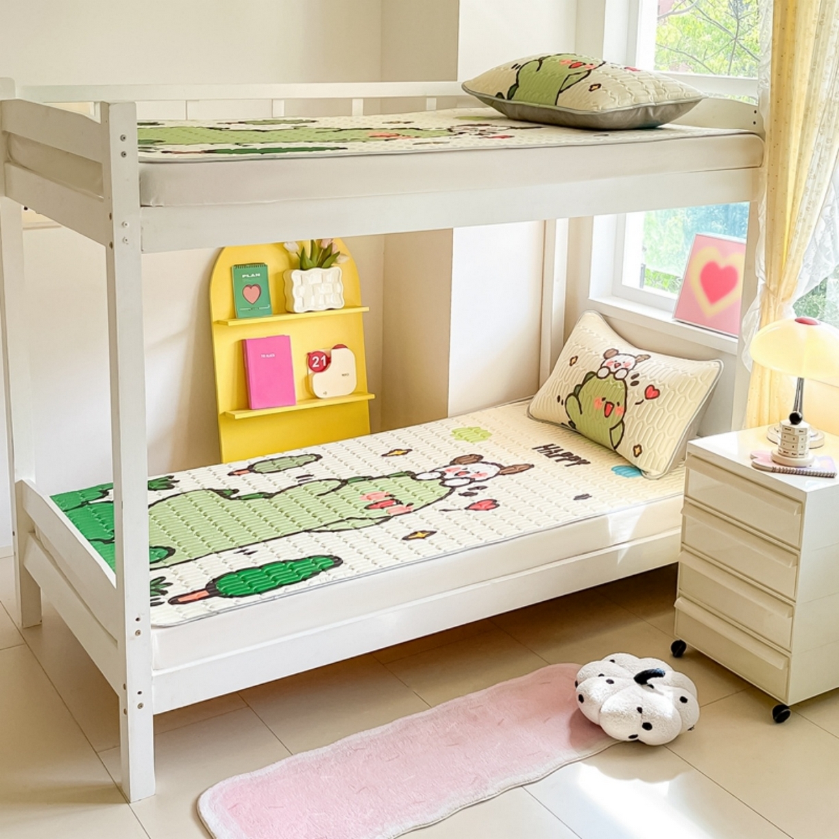 91家纺网 家纺一手货源 找家纺 川悦生活 2026春夏新款凉感丝凉席凉席席子 哈哈恐龙