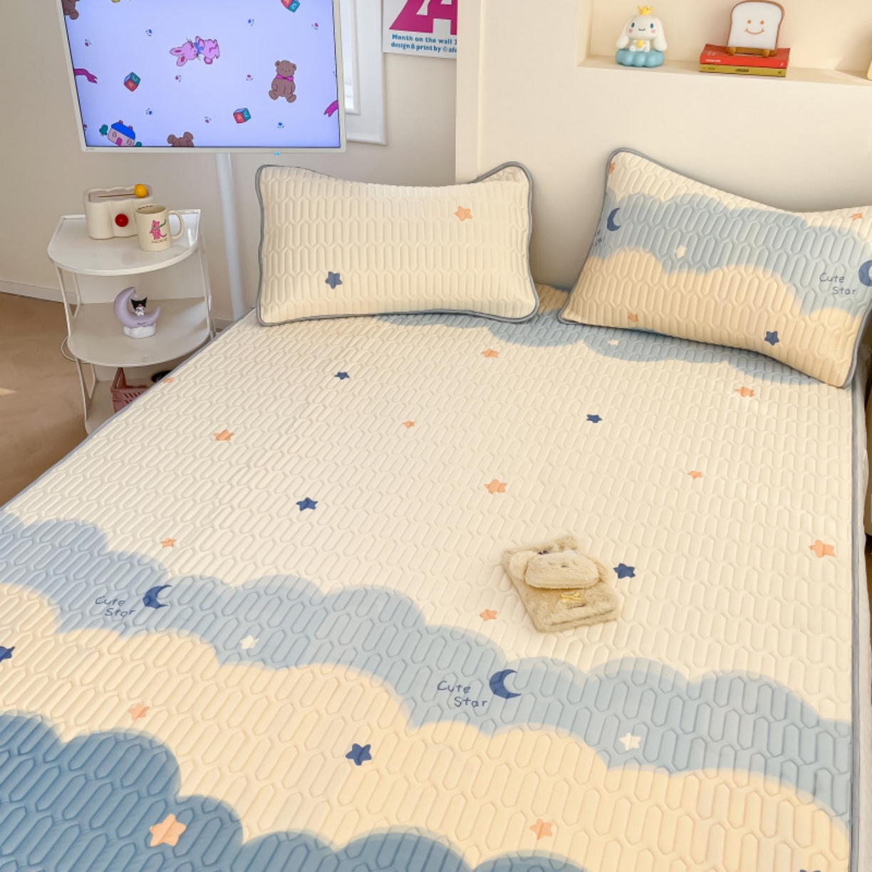 91家纺网 家纺一手货源 找家纺 川悦生活 2026春夏新款凉感丝凉席凉席席子 海盐星空