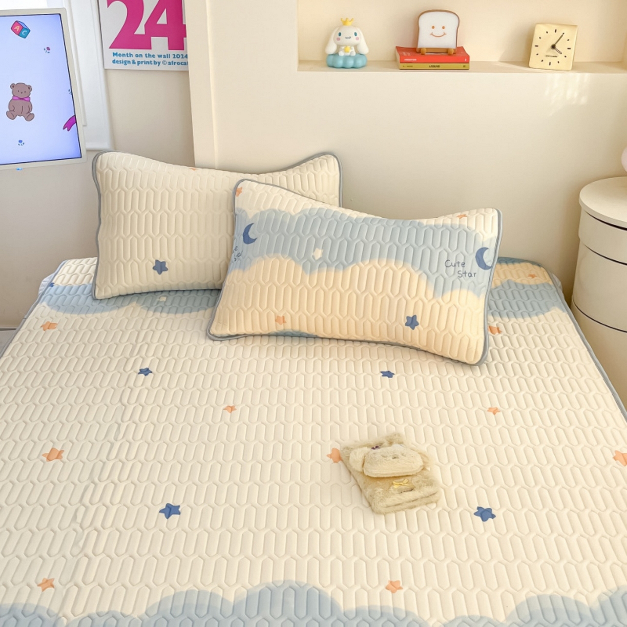 91家纺网 家纺一手货源 找家纺 川悦生活 2026春夏新款凉感丝凉席凉席席子 海盐星空