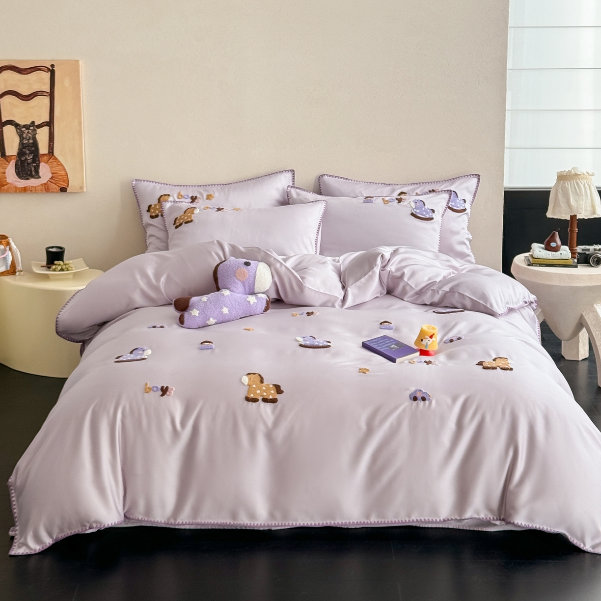 91家纺网 家纺一手货源 找家纺 （总）FORTWO家纺原创设计（FOR TWO家纺） 2026新款60天丝毛巾绣贝壳针四件套-摇摇马