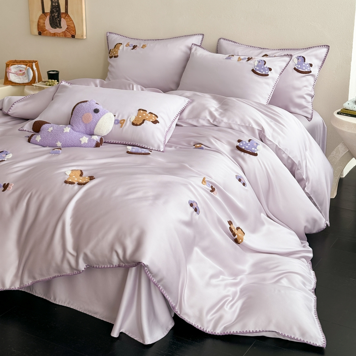 91家纺网 家纺一手货源 找家纺 （总）FORTWO家纺原创设计（FOR TWO家纺） 2026新款60天丝毛巾绣贝壳针四件套-摇摇马