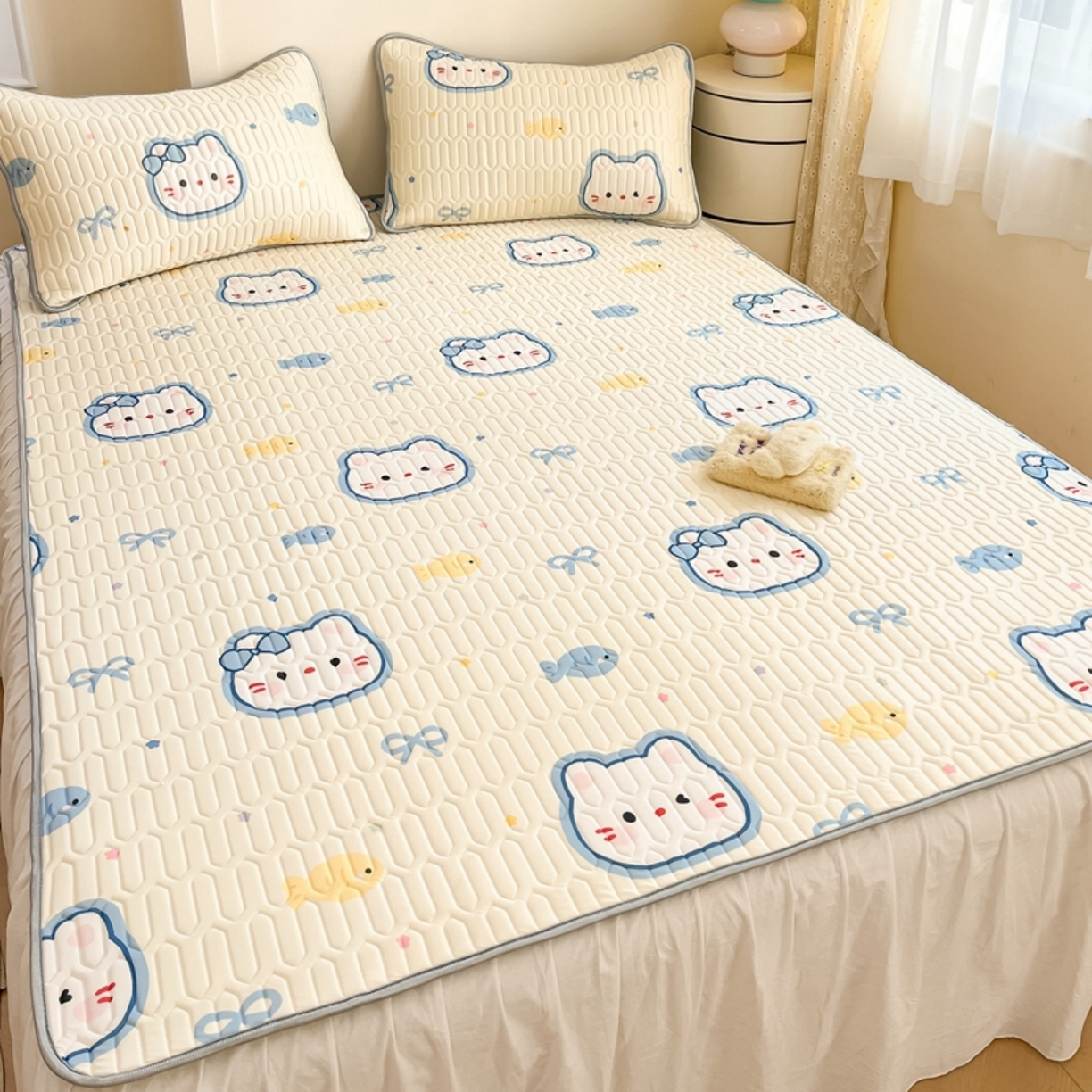 91家纺网 家纺一手货源 找家纺 川悦生活 2026春夏新款凉感丝凉席凉席席子 猫猫酱