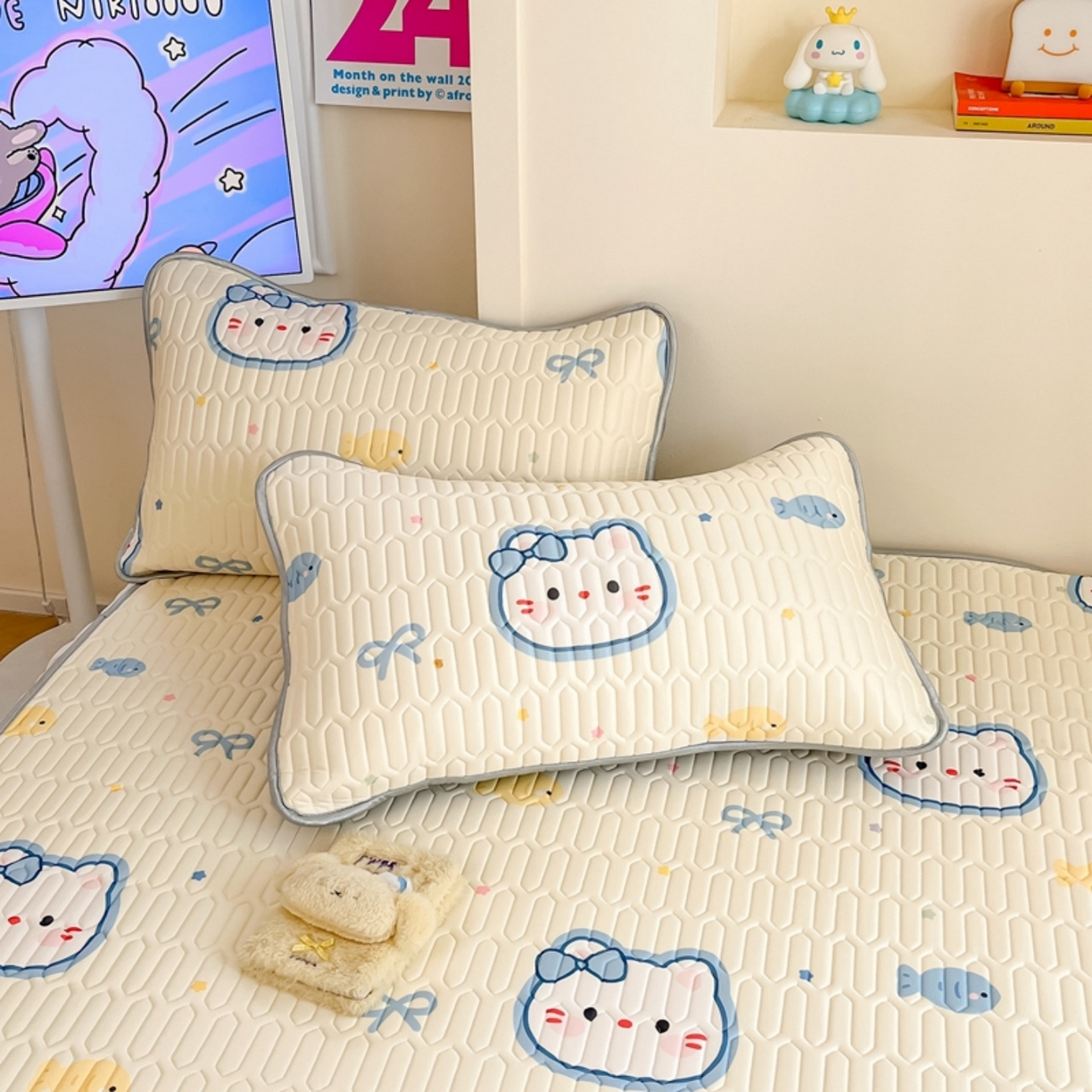 91家纺网 家纺一手货源 找家纺 川悦生活 2026春夏新款凉感丝凉席凉席席子 猫猫酱