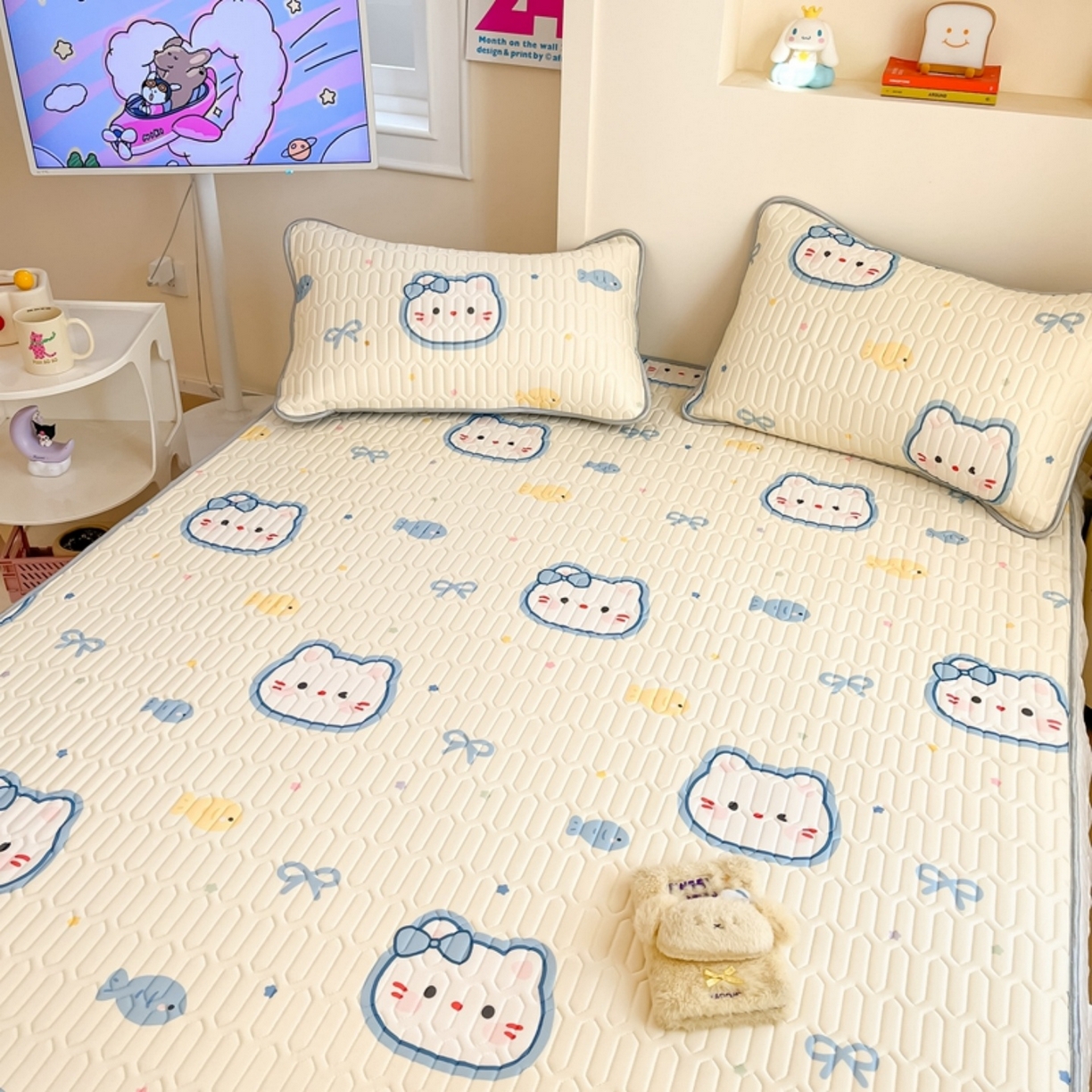 91家纺网 家纺一手货源 找家纺 川悦生活 2026春夏新款凉感丝凉席凉席席子 猫猫酱