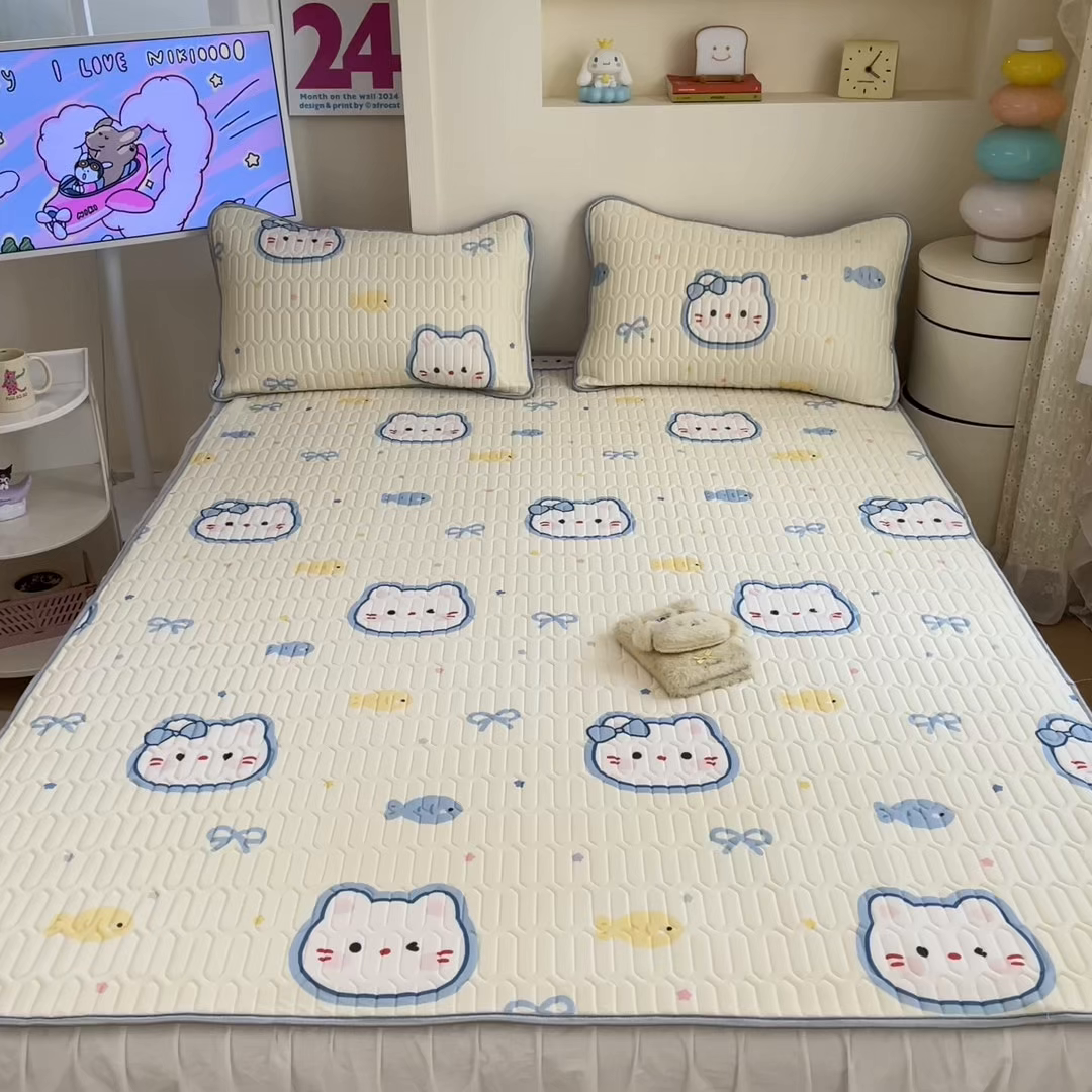 91家纺网 家纺一手货源 找家纺 川悦生活 2026春夏新款凉感丝凉席凉席席子 猫猫酱