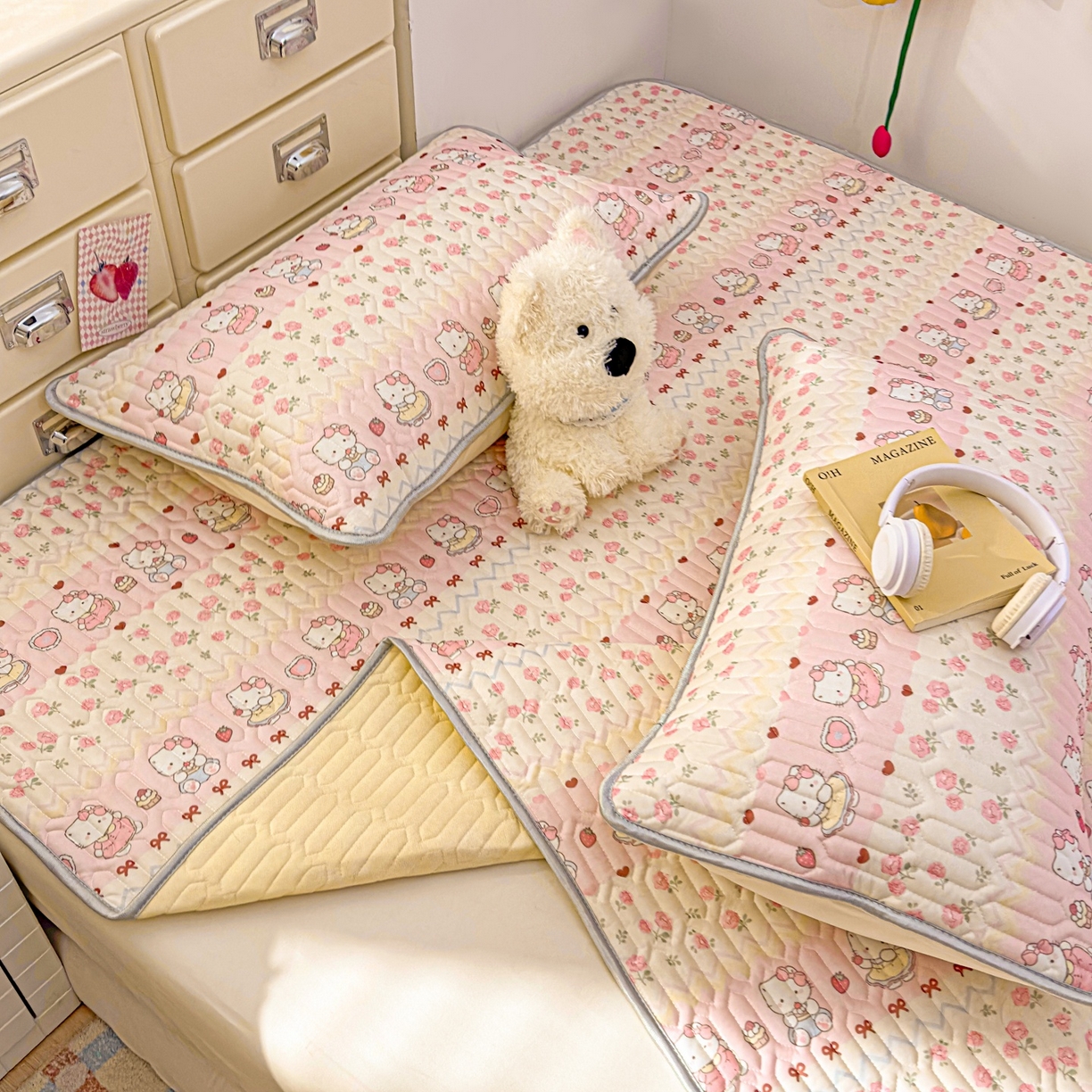 91家纺网 家纺一手货源 找家纺 川悦生活 2026春夏新款凉感丝凉席凉席席子 玫瑰甜心