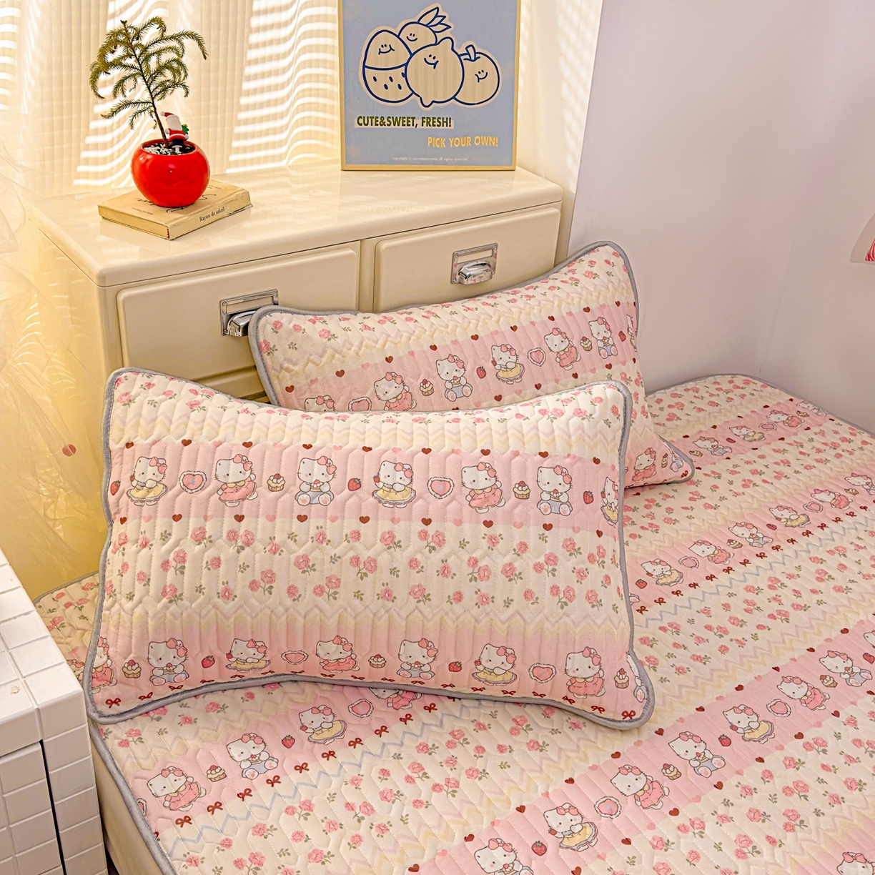 91家纺网 家纺一手货源 找家纺 川悦生活 2026春夏新款凉感丝凉席凉席席子 玫瑰甜心