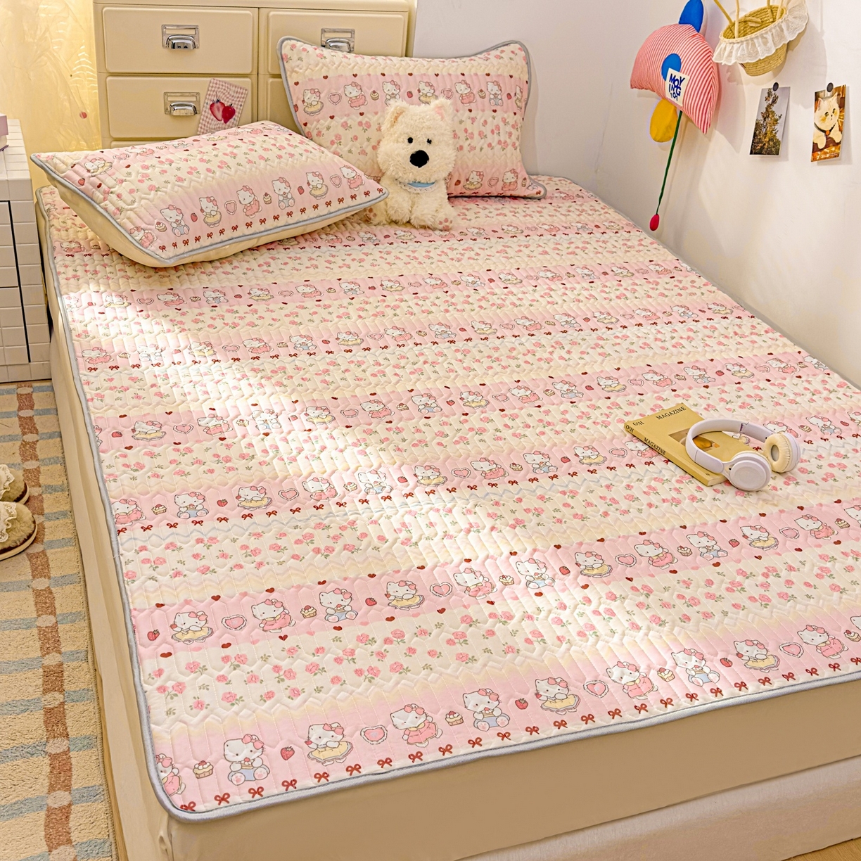 91家纺网 家纺一手货源 找家纺 川悦生活 2026春夏新款凉感丝凉席凉席席子 玫瑰甜心