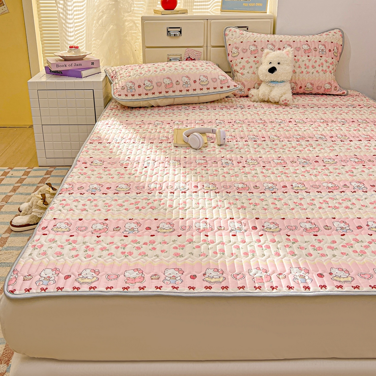 91家纺网 家纺一手货源 找家纺 川悦生活 2026春夏新款凉感丝凉席凉席席子 玫瑰甜心