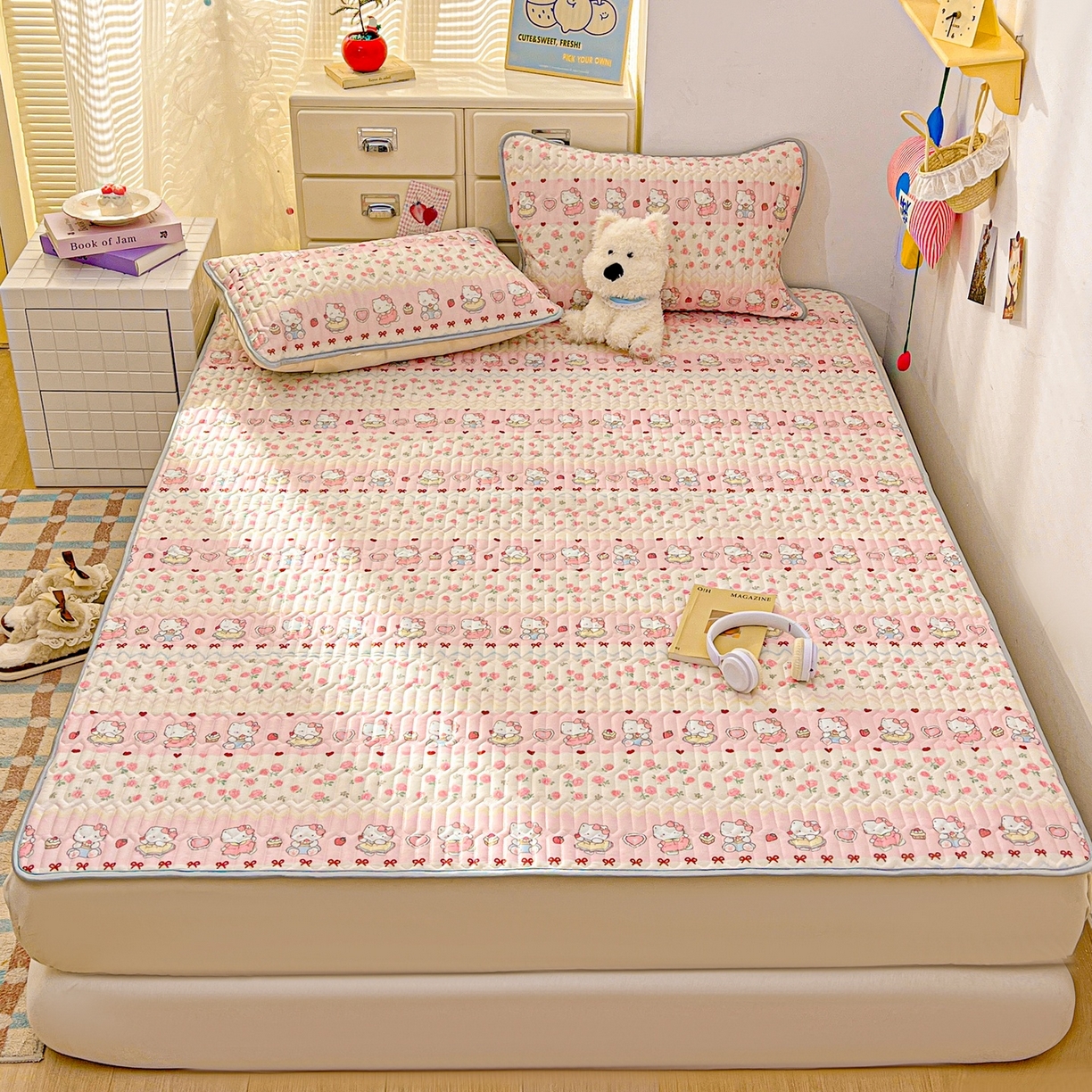 91家纺网 家纺一手货源 找家纺 川悦生活 2026春夏新款凉感丝凉席凉席席子 玫瑰甜心