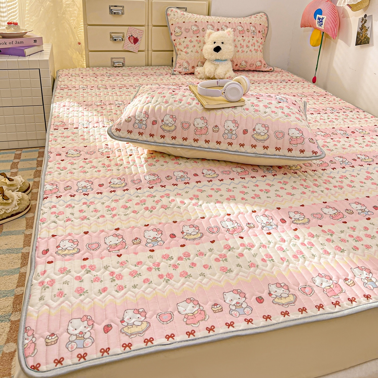 91家纺网 家纺一手货源 找家纺 川悦生活 2026春夏新款凉感丝凉席凉席席子 玫瑰甜心