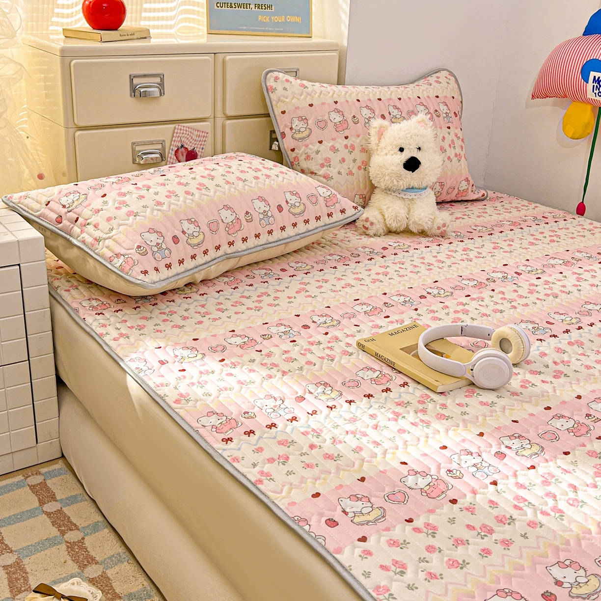 91家纺网 家纺一手货源 找家纺 川悦生活 2026春夏新款凉感丝凉席凉席席子 玫瑰甜心