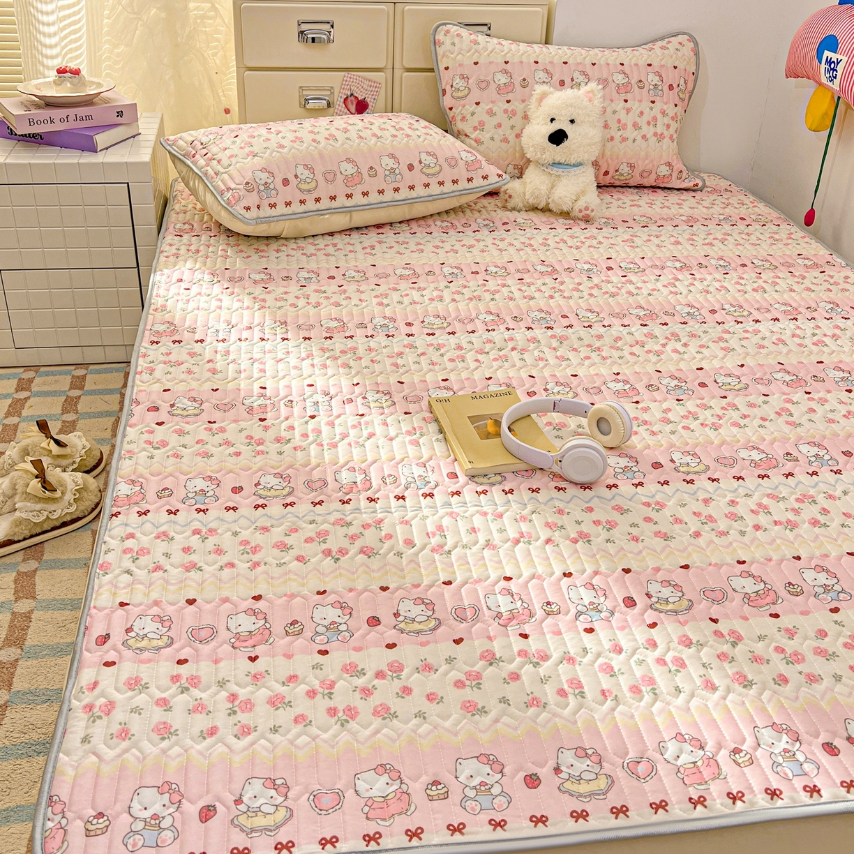 91家纺网 家纺一手货源 找家纺 川悦生活 2026春夏新款凉感丝凉席凉席席子 玫瑰甜心