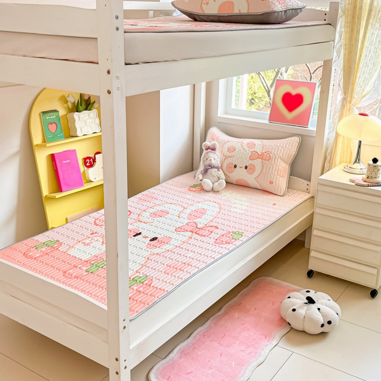 91家纺网 家纺一手货源 找家纺 川悦生活 2026春夏新款凉感丝凉席凉席席子 蜜莓小兔