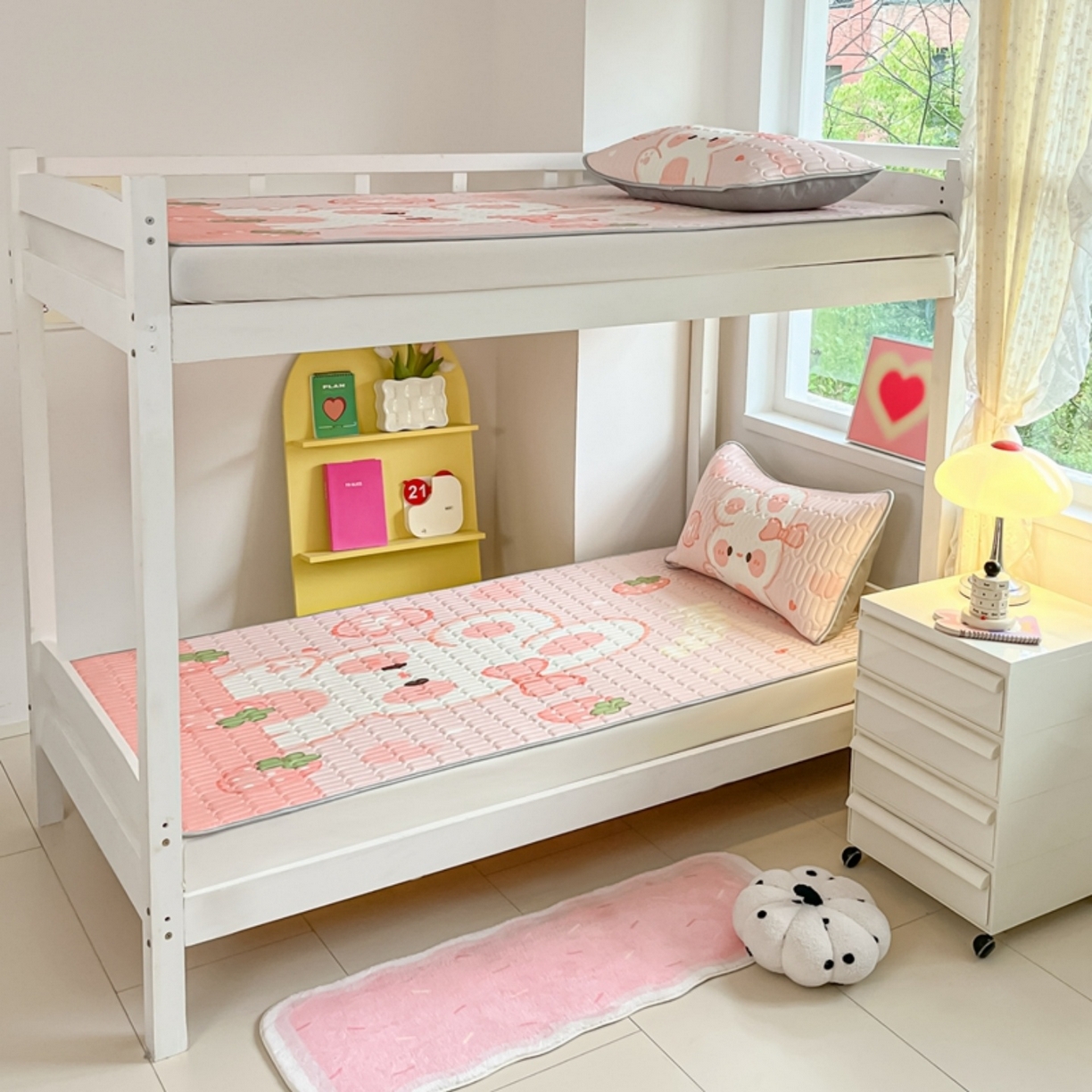 91家纺网 家纺一手货源 找家纺 川悦生活 2026春夏新款凉感丝凉席凉席席子 蜜莓小兔