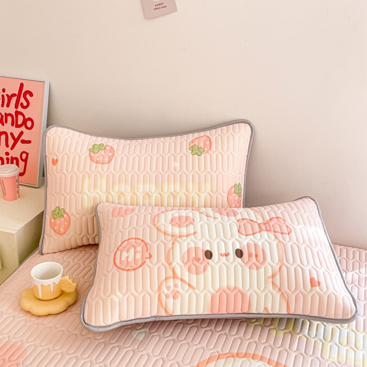 91家纺网 家纺一手货源 找家纺 川悦生活 2026春夏新款凉感丝凉席凉席席子 蜜莓小兔