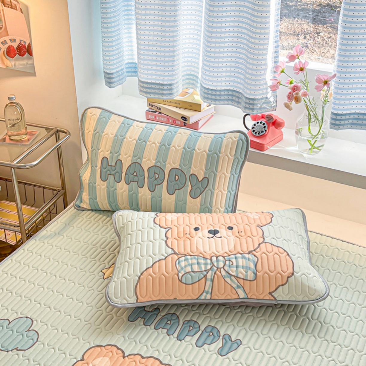 91家纺网 家纺一手货源 找家纺 川悦生活 2026春夏新款凉感丝凉席凉席席子 奶芙熊仔