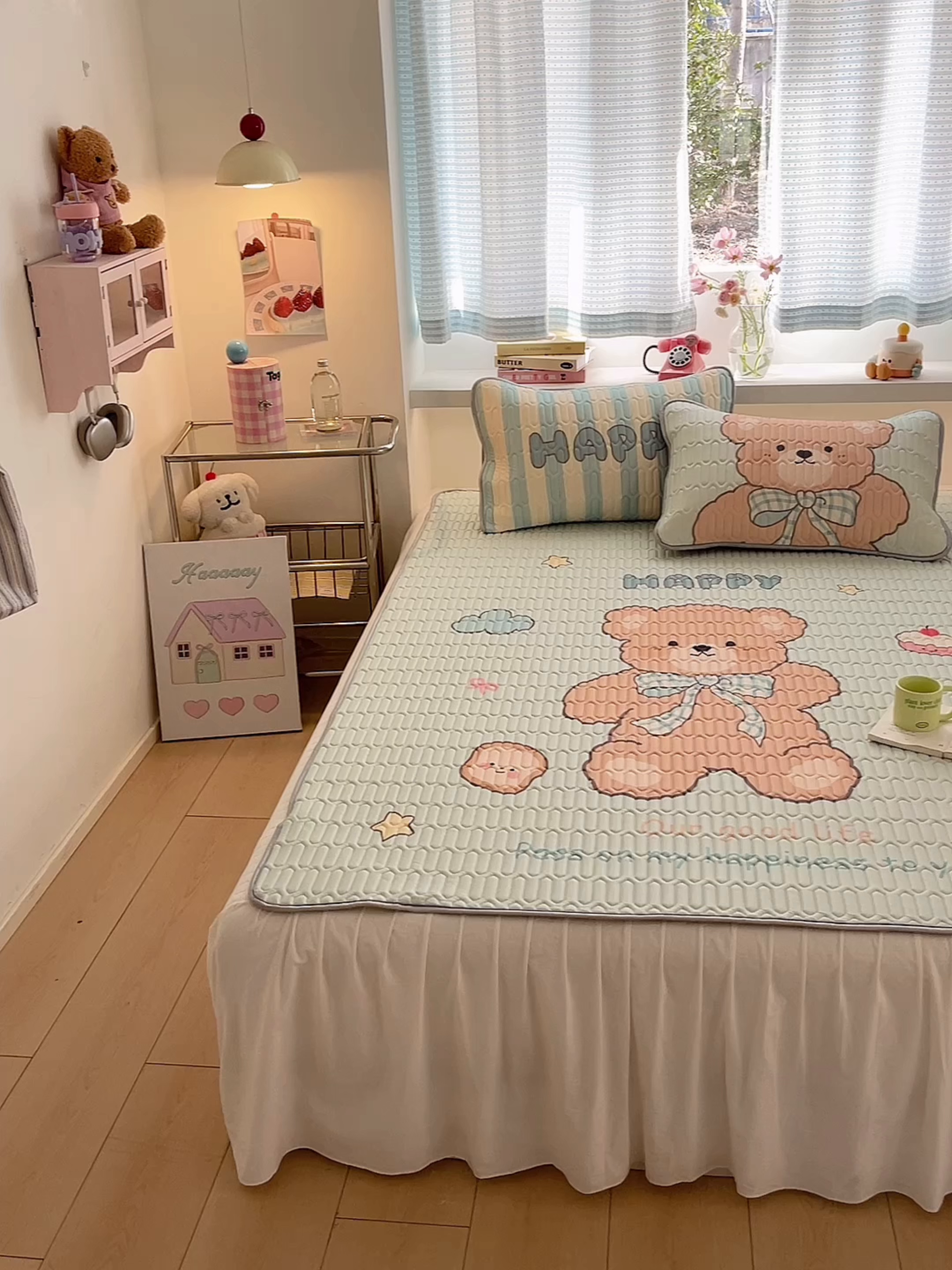 91家纺网 家纺一手货源 找家纺 川悦生活 2026春夏新款凉感丝凉席凉席席子 奶芙熊仔