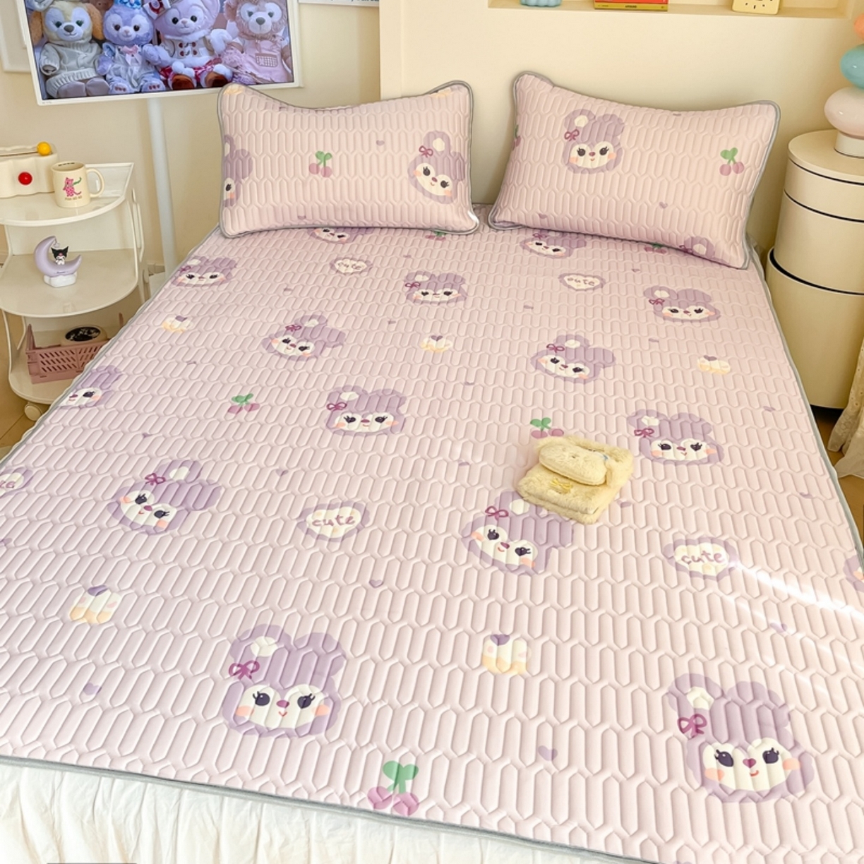 91家纺网 家纺一手货源 找家纺 川悦生活 2026春夏新款凉感丝凉席凉席席子 软绵兔酱