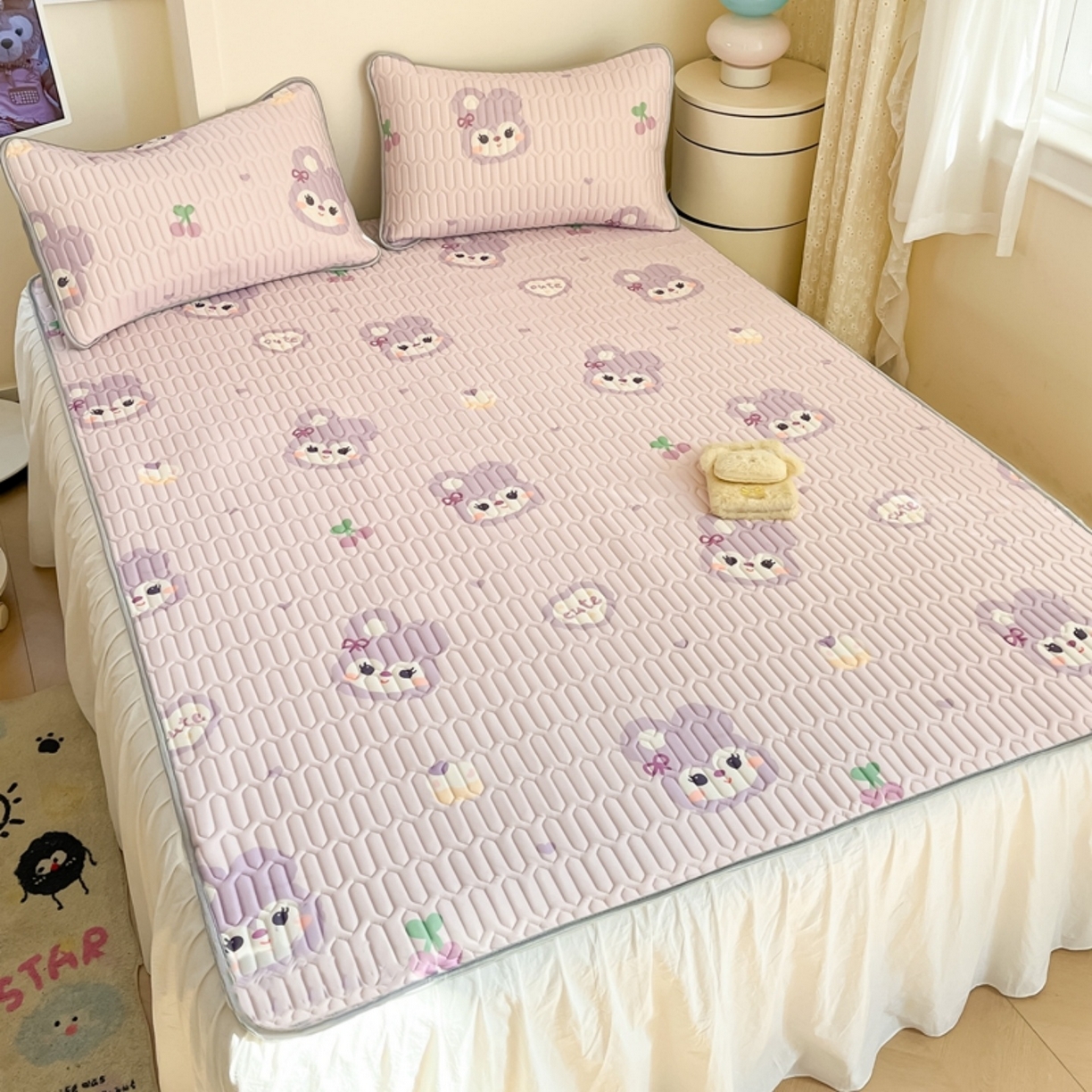 91家纺网 家纺一手货源 找家纺 川悦生活 2026春夏新款凉感丝凉席凉席席子 软绵兔酱