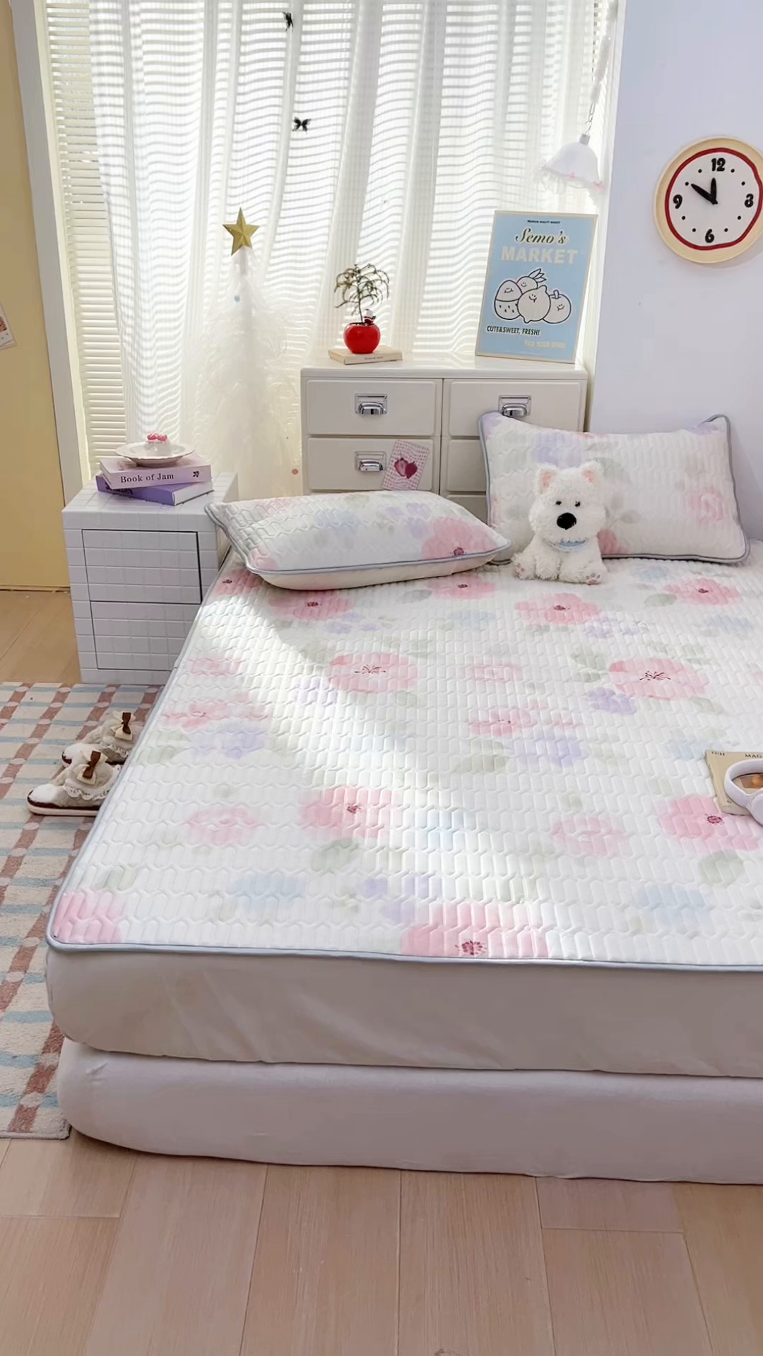 91家纺网 家纺一手货源 找家纺 川悦生活 2026春夏新款凉感丝凉席凉席席子 水彩花海