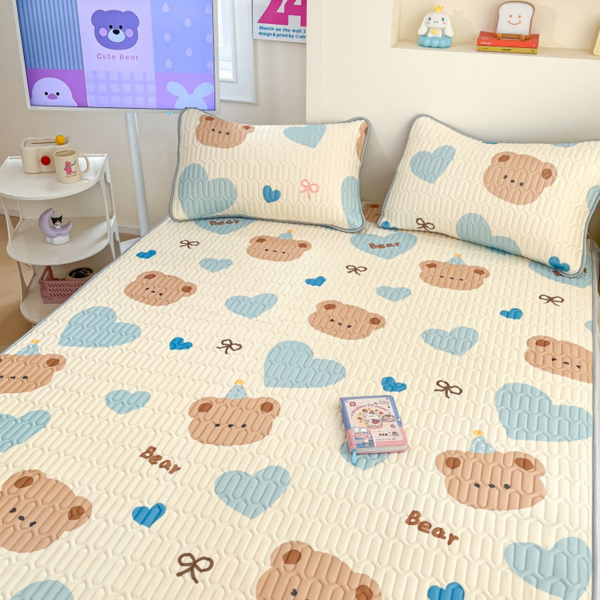 91家纺网 家纺一手货源 找家纺 川悦生活 2026春夏新款凉感丝凉席凉席席子 小熊奶昔