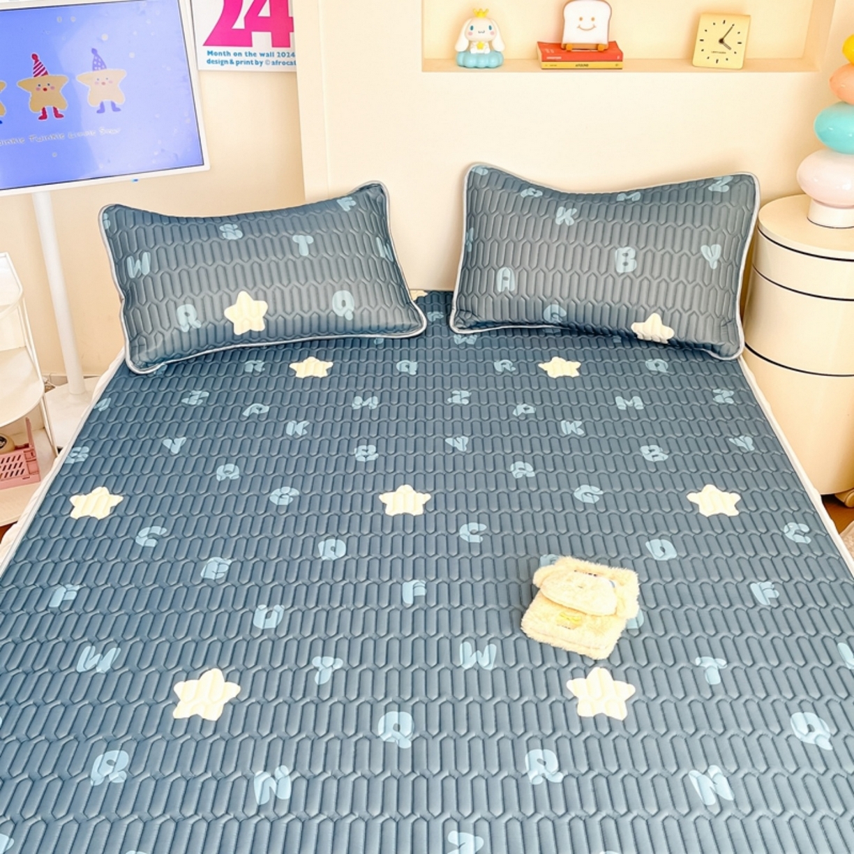 91家纺网 家纺一手货源 找家纺 川悦生活 2026春夏新款凉感丝凉席凉席席子 星星睡了