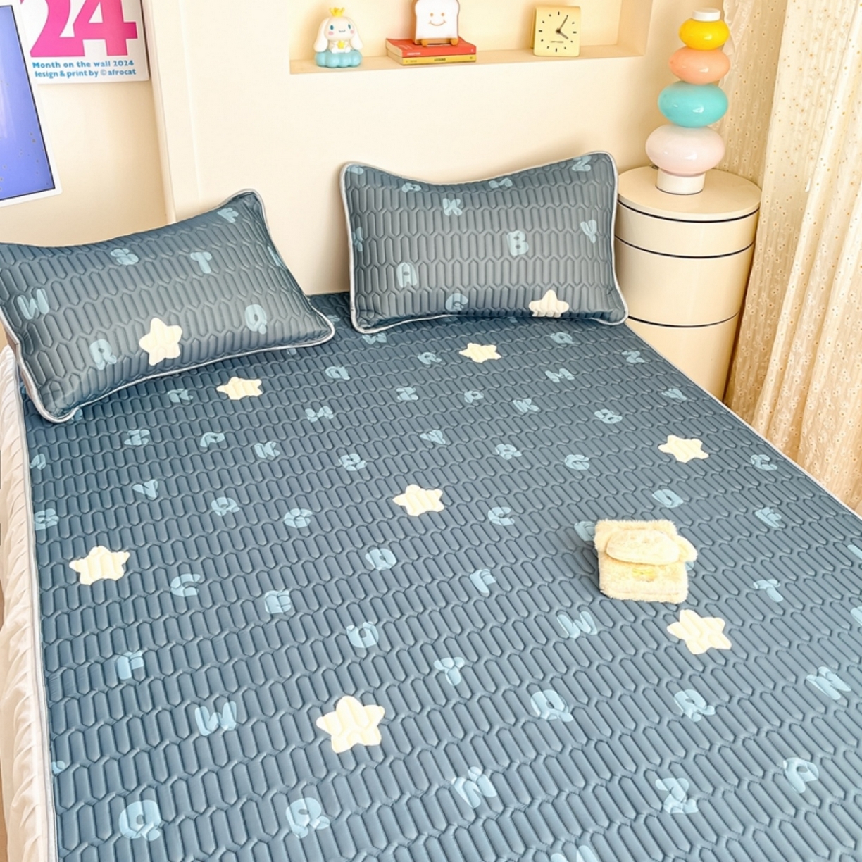 91家纺网 家纺一手货源 找家纺 川悦生活 2026春夏新款凉感丝凉席凉席席子 星星睡了