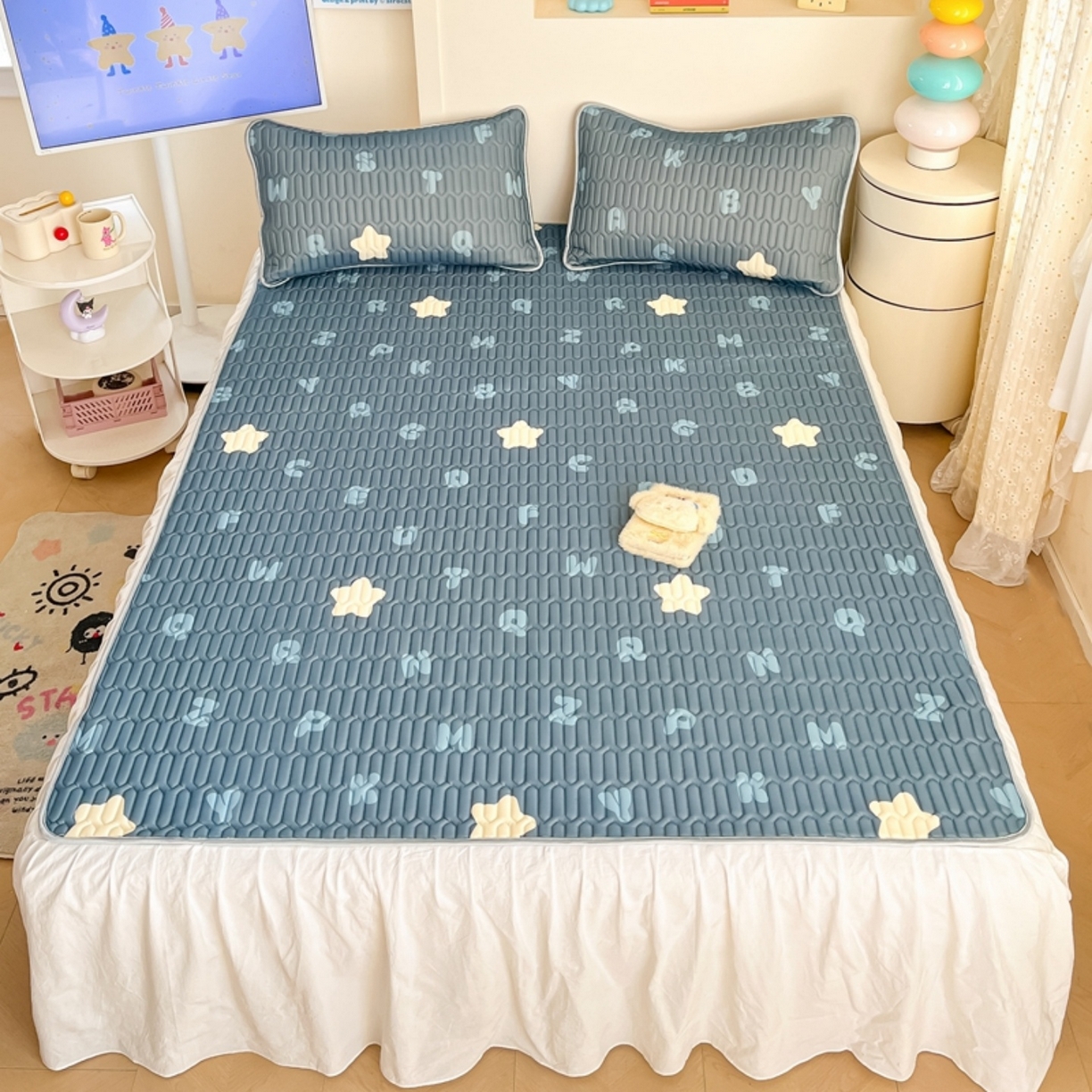 91家纺网 家纺一手货源 找家纺 川悦生活 2026春夏新款凉感丝凉席凉席席子 星星睡了