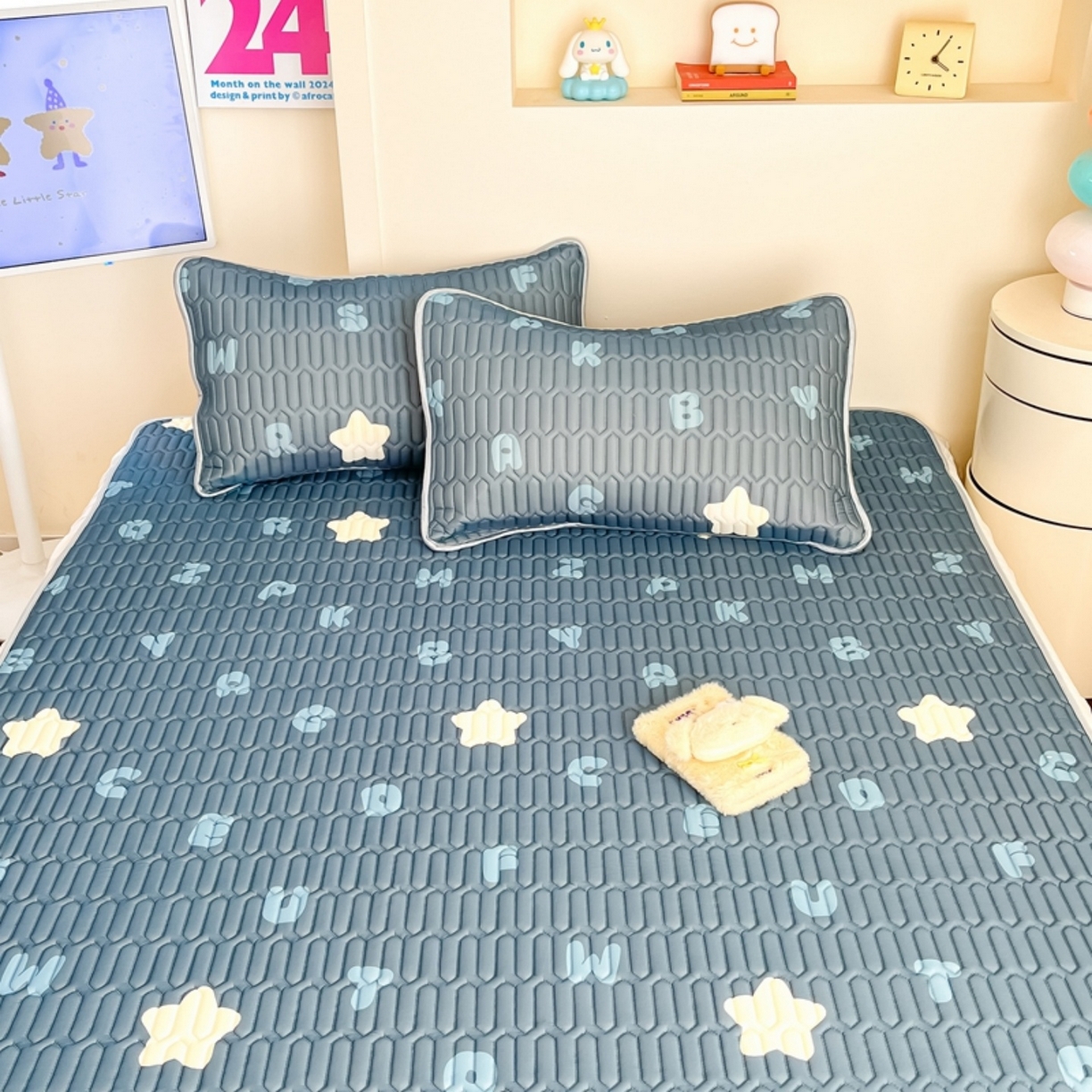 91家纺网 家纺一手货源 找家纺 川悦生活 2026春夏新款凉感丝凉席凉席席子 星星睡了