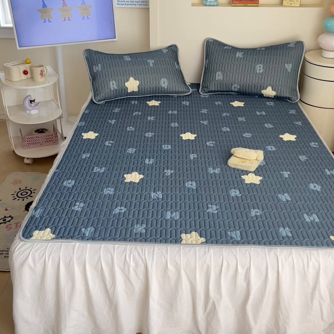 91家纺网 家纺一手货源 找家纺 川悦生活 2026春夏新款凉感丝凉席凉席席子 星星睡了