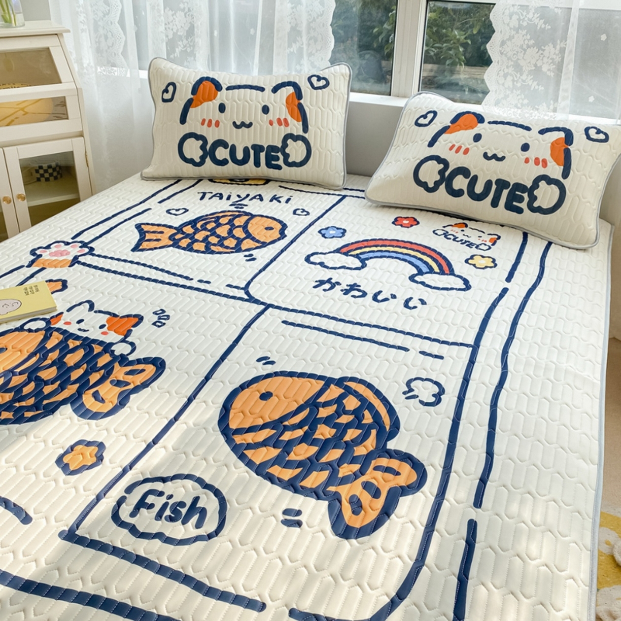 91家纺网 家纺一手货源 找家纺 川悦生活 2026春夏新款凉感丝凉席凉席席子 元气小鱼