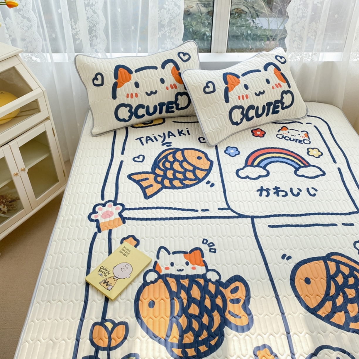 91家纺网 家纺一手货源 找家纺 川悦生活 2026春夏新款凉感丝凉席凉席席子 元气小鱼