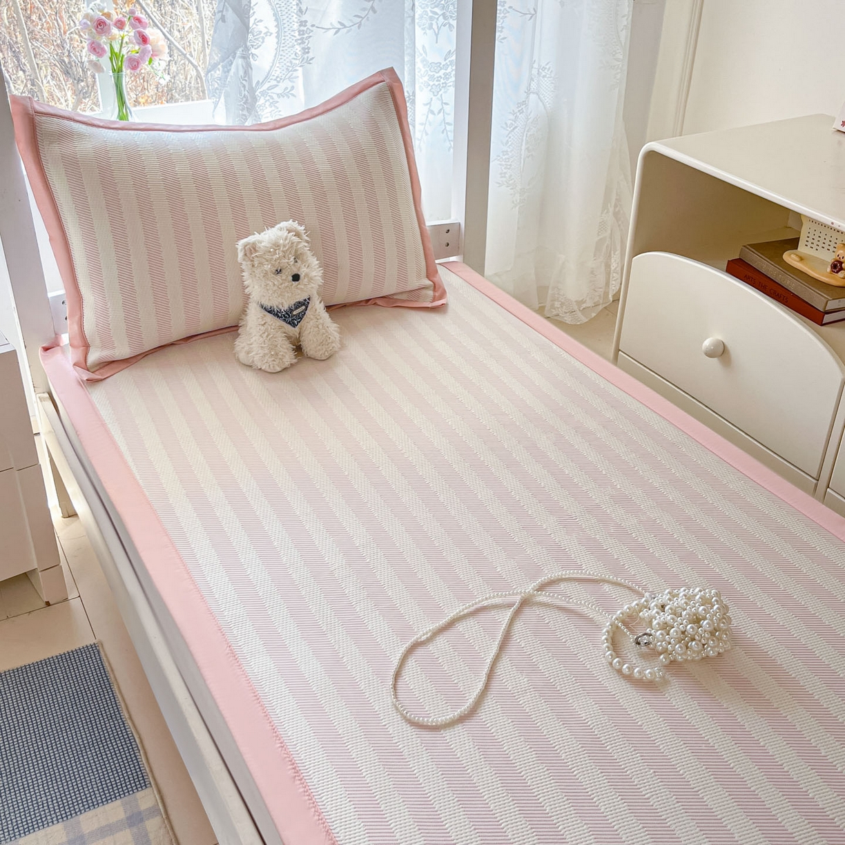 91家纺网 家纺一手货源 找家纺 川悦生活 2026新款凉感凉豆豆学生宿舍软席 甜心-奶粉