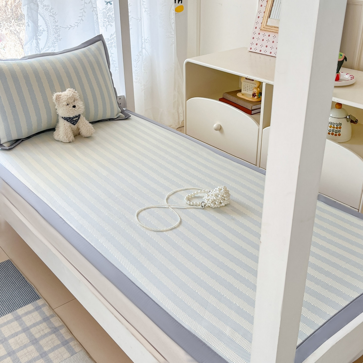 91家纺网 家纺一手货源 找家纺 川悦生活 2026新款凉感凉豆豆学生宿舍软席 甜心-水蓝