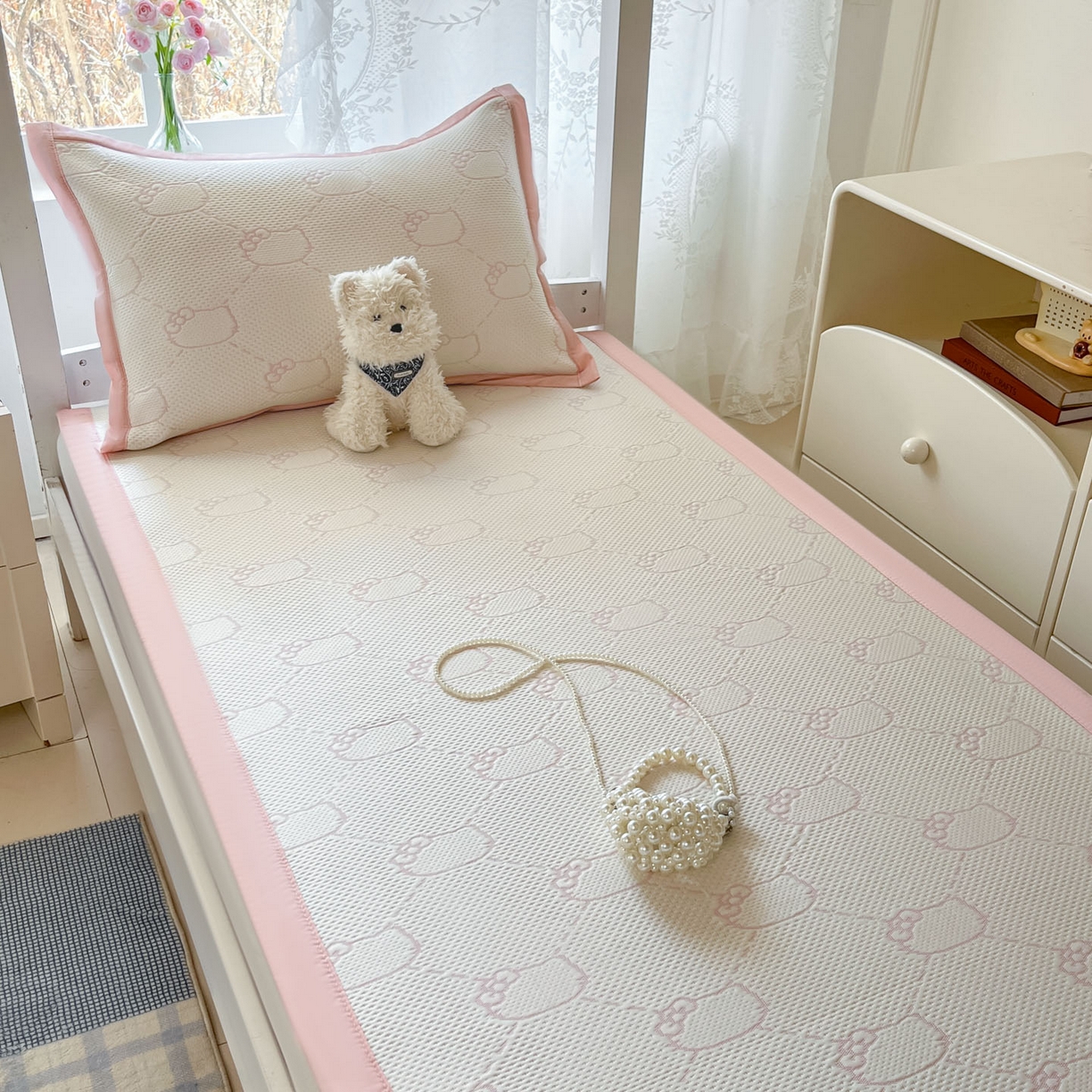 91家纺网 家纺一手货源 找家纺 川悦生活 2026新款凉感凉豆豆学生宿舍软席 甜心奶猫