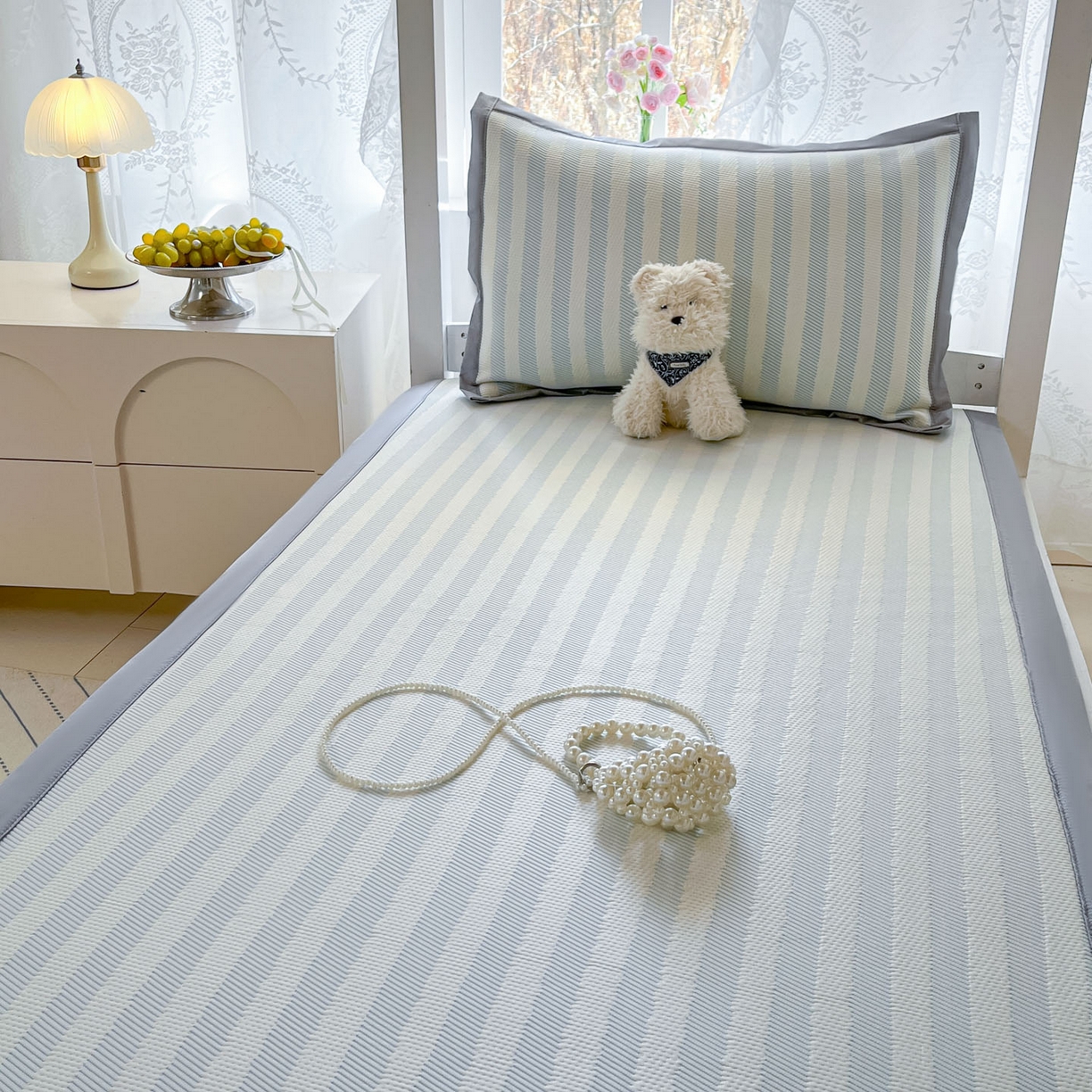 91家纺网 家纺一手货源 找家纺 川悦生活 2026新款凉感凉豆豆学生宿舍软席 甜心-水蓝