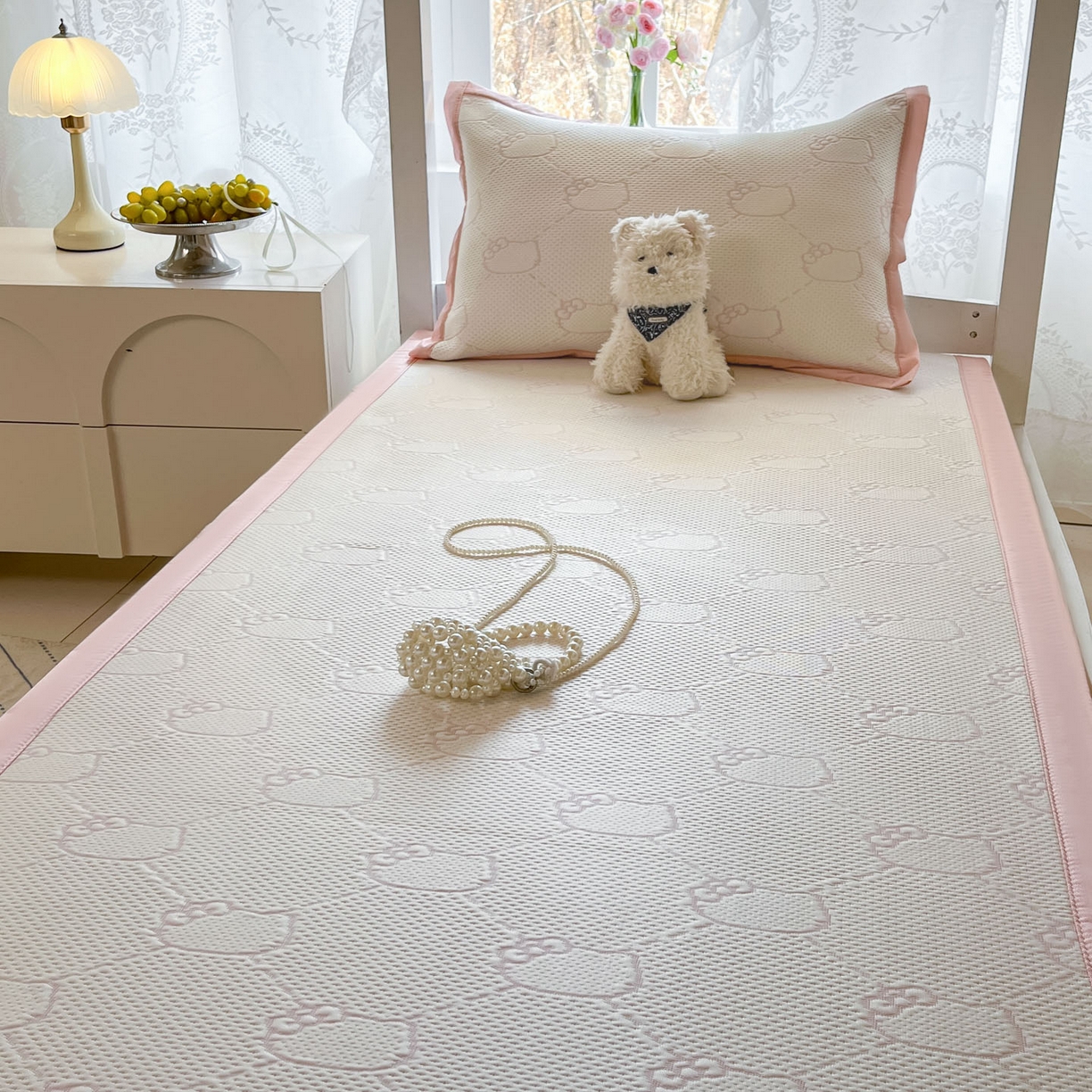 91家纺网 家纺一手货源 找家纺 川悦生活 2026新款凉感凉豆豆学生宿舍软席 甜心奶猫