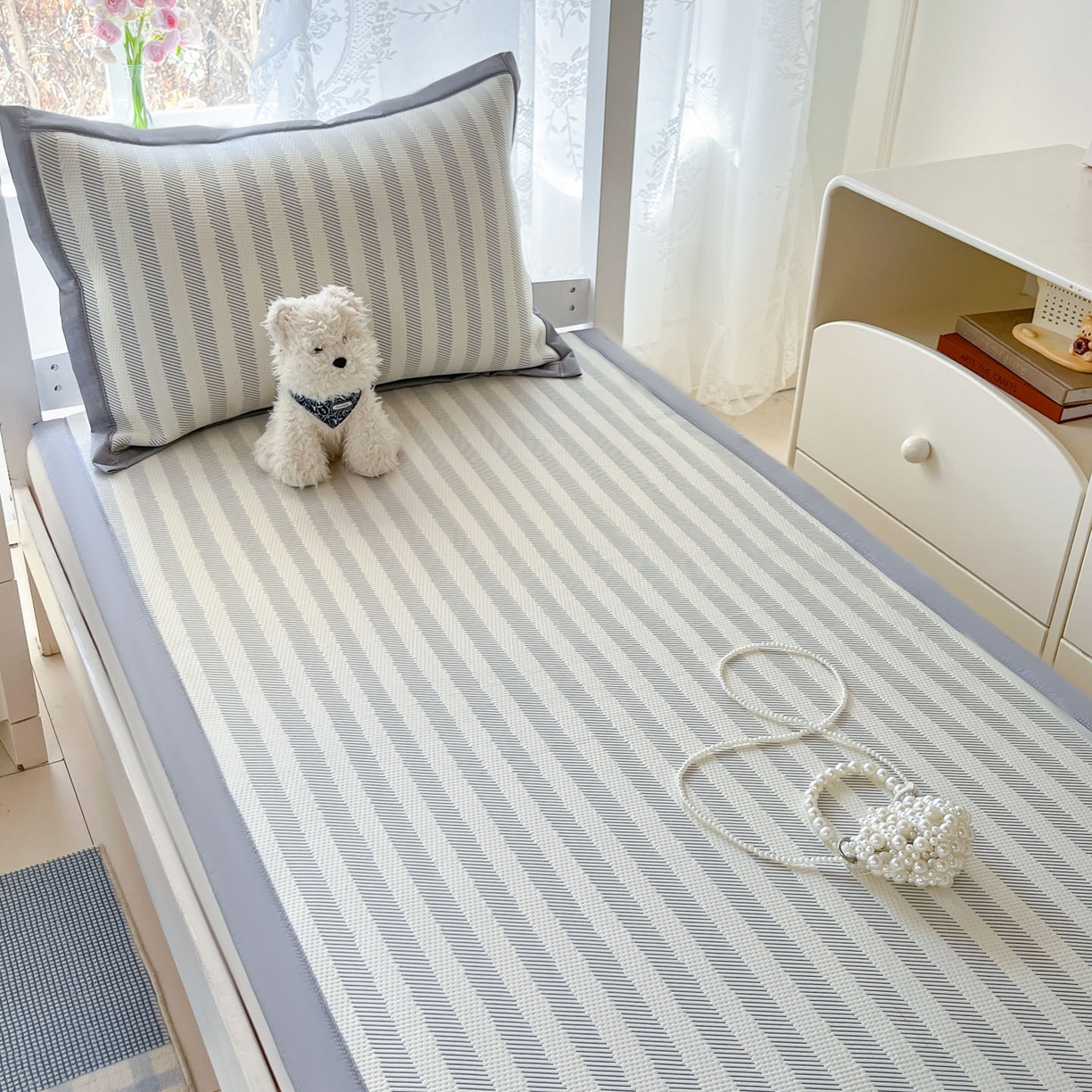 91家纺网 家纺一手货源 找家纺 川悦生活 2026新款凉感凉豆豆学生宿舍软席 甜心-月灰