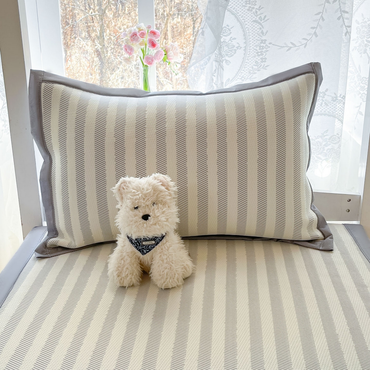 91家纺网 家纺一手货源 找家纺 川悦生活 2026新款凉感凉豆豆学生宿舍软席 甜心-月灰