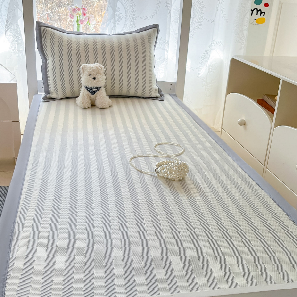 91家纺网 家纺一手货源 找家纺 川悦生活 2026新款凉感凉豆豆学生宿舍软席 甜心-月灰