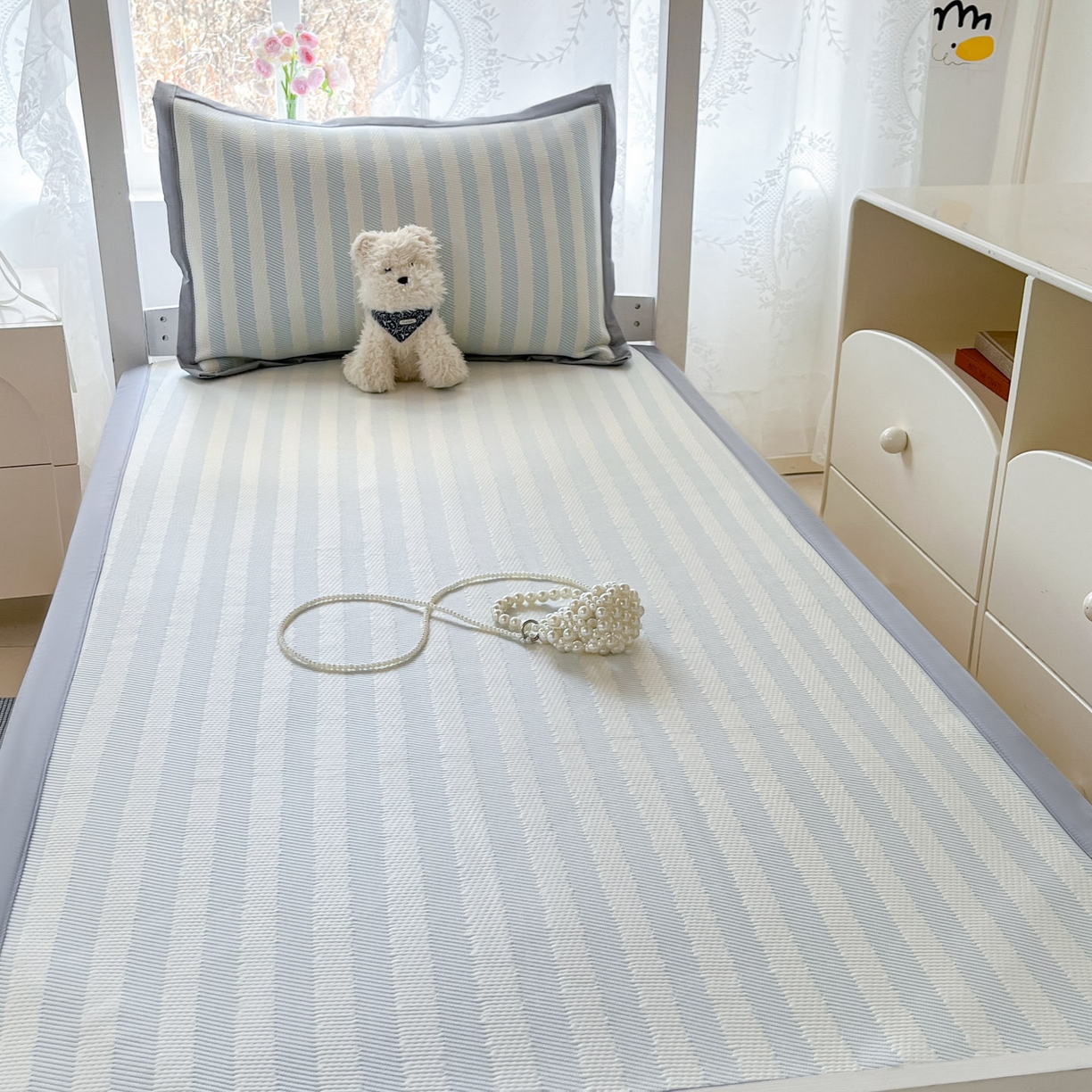 91家纺网 家纺一手货源 找家纺 川悦生活 2026新款凉感凉豆豆学生宿舍软席 甜心-水蓝